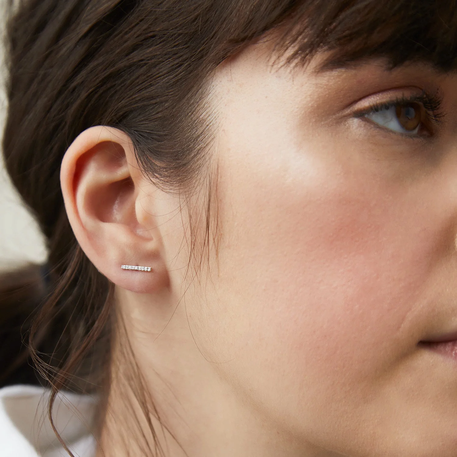 Pavé Diamonds Long Bar Studs