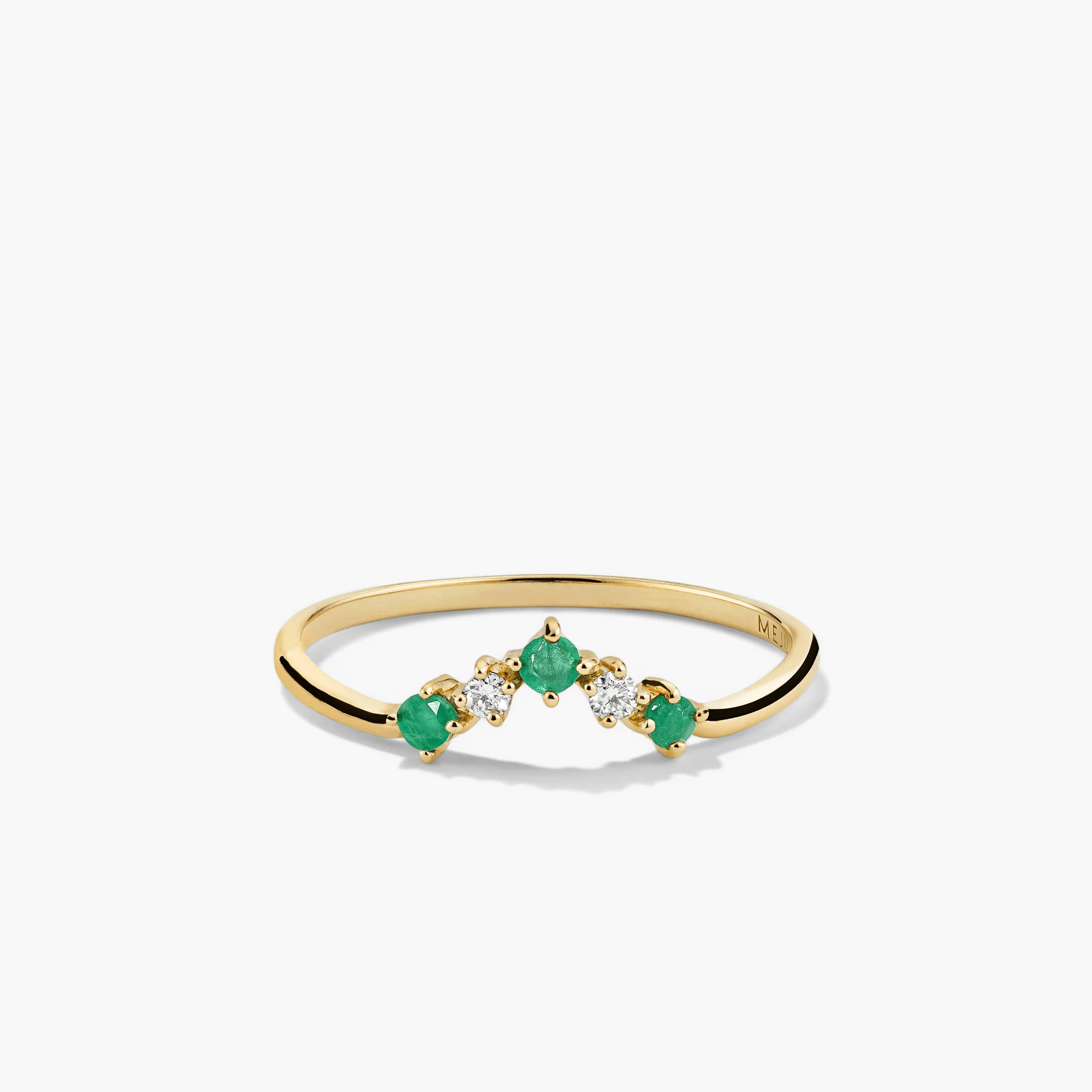 Emerald and Diamond Wishbone Ring