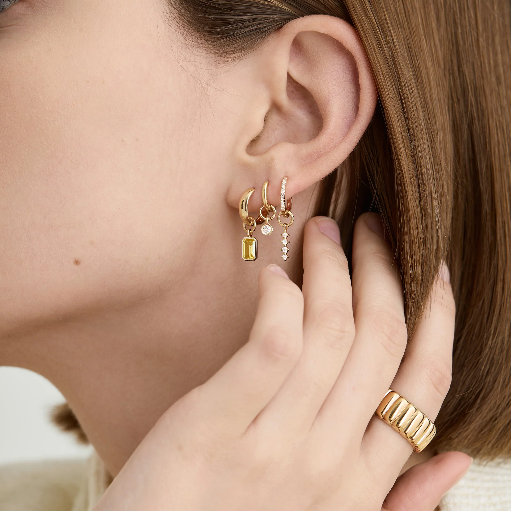 Single Diamond Icicle Hoop Charm