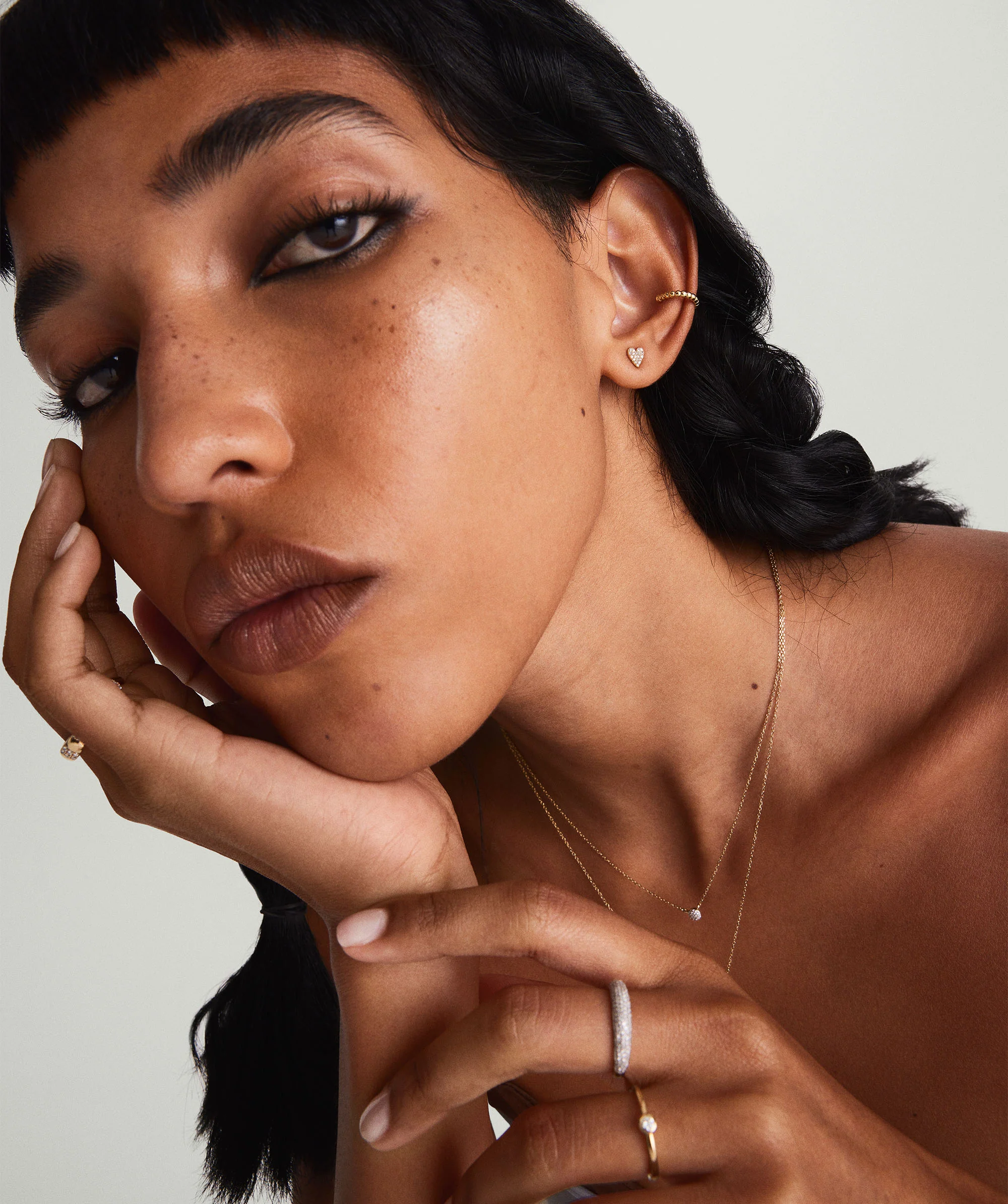 Mini Heart Pavé Diamond Stud Earrings