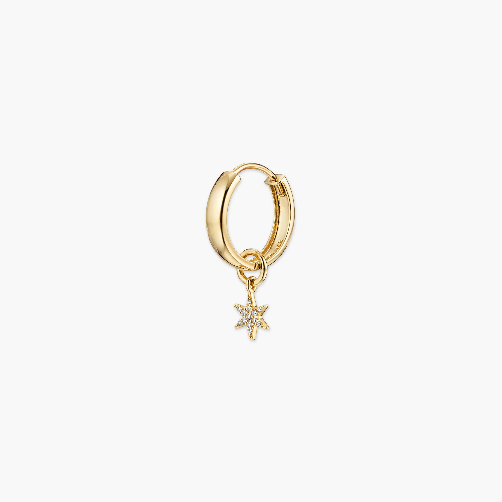 Single Pavé Diamond Star Hoop Charm