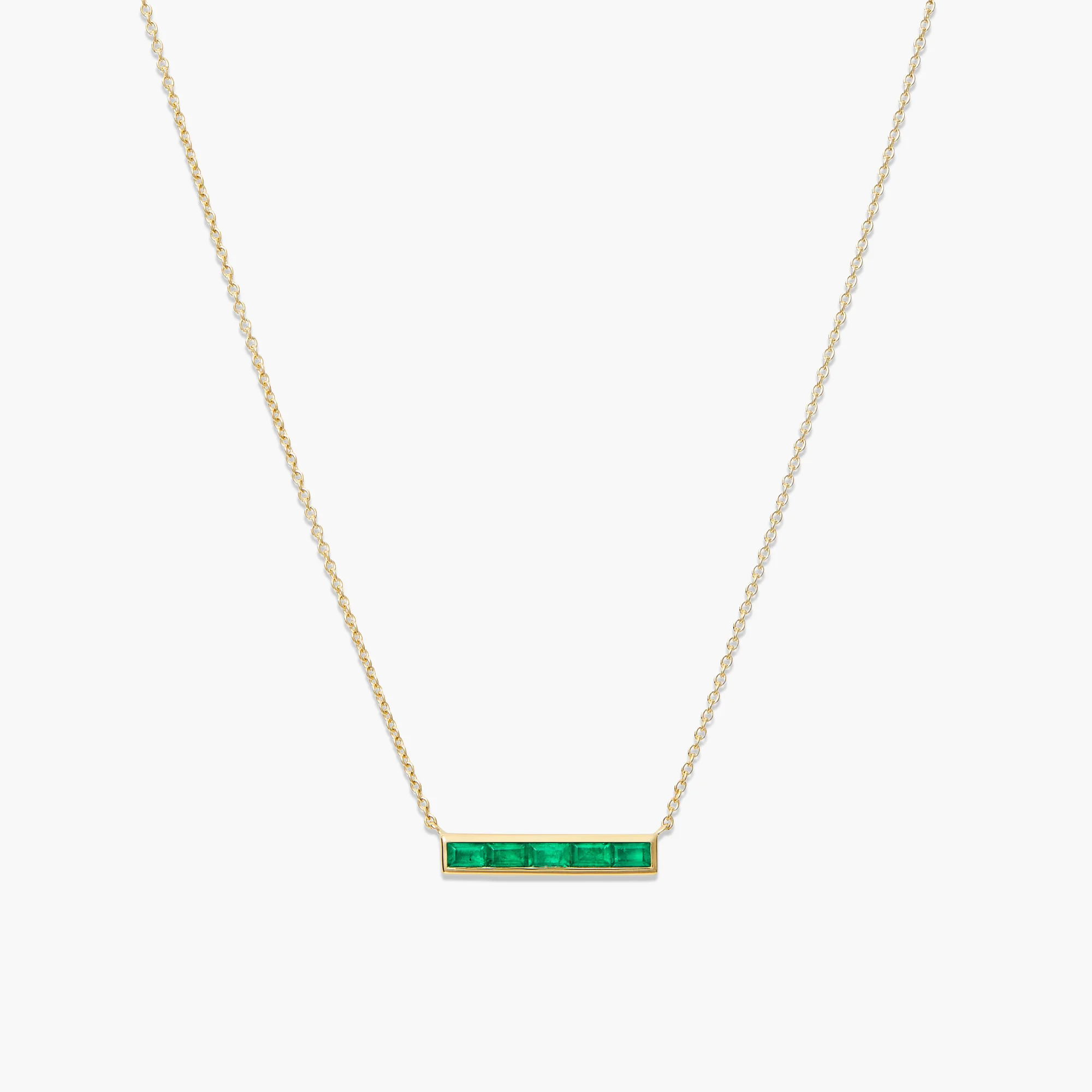 Baguette Emerald Bar Necklace