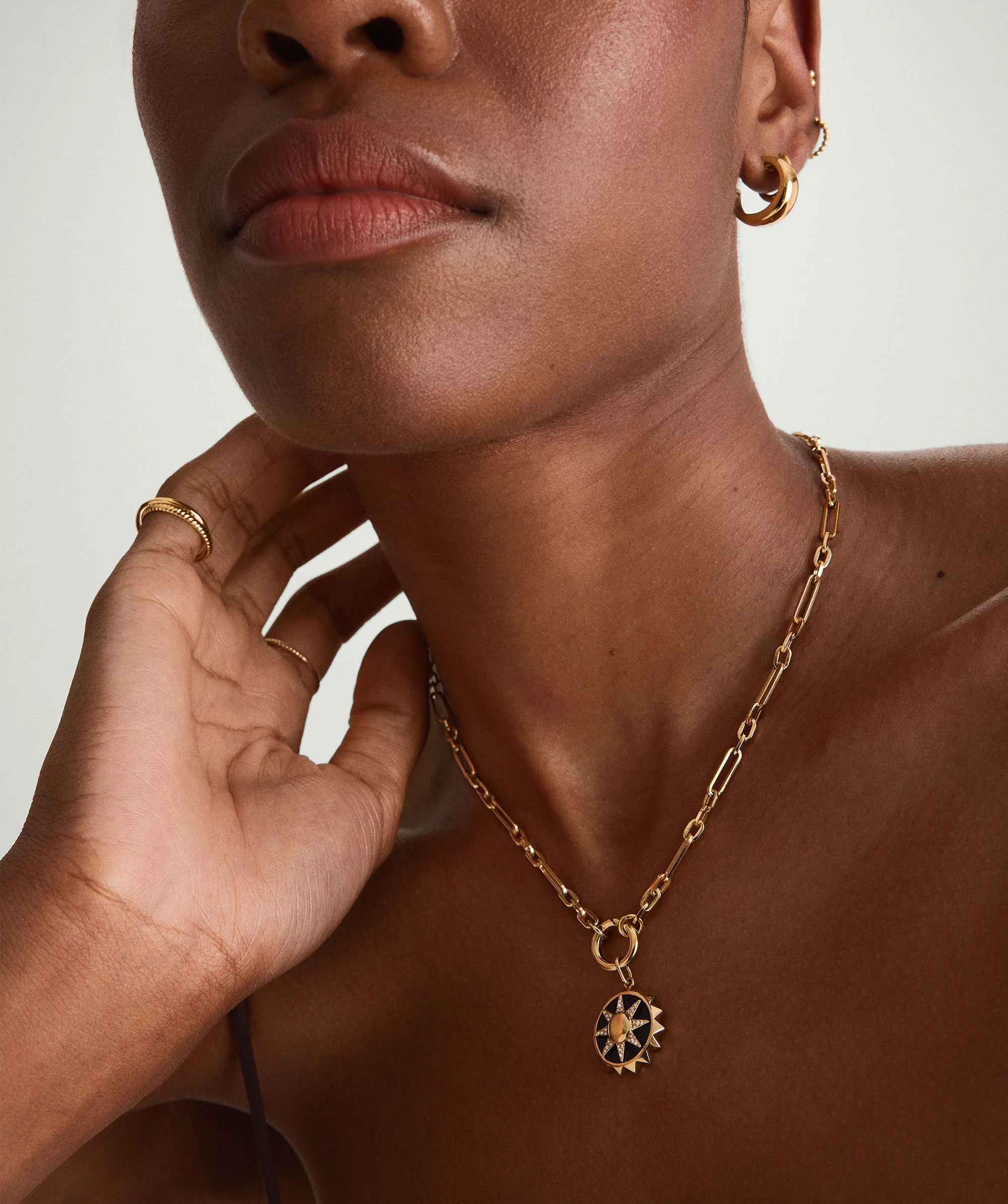 Triple Link Paperclip Chain Charm Necklace