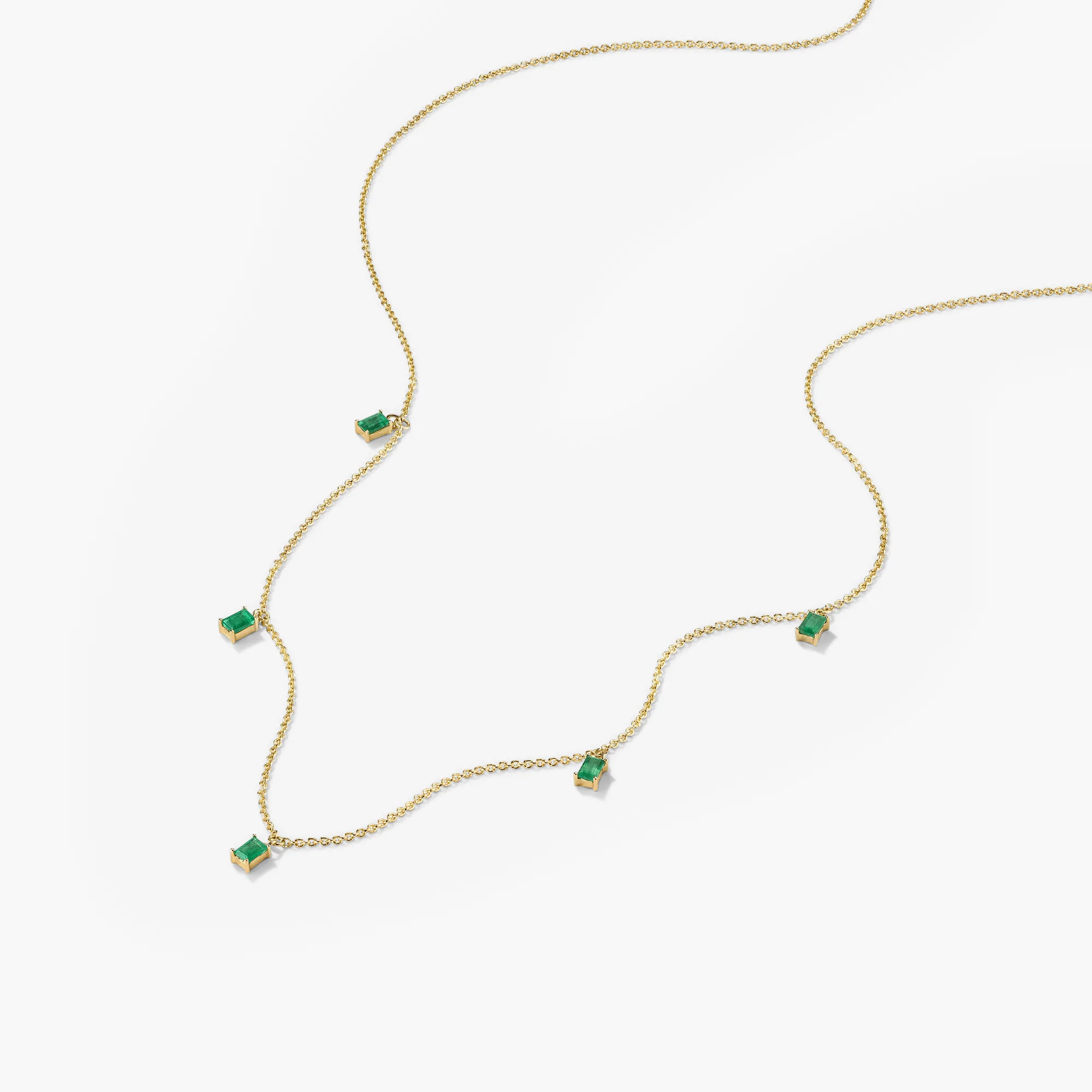 Baguette Gemstone Station Necklace