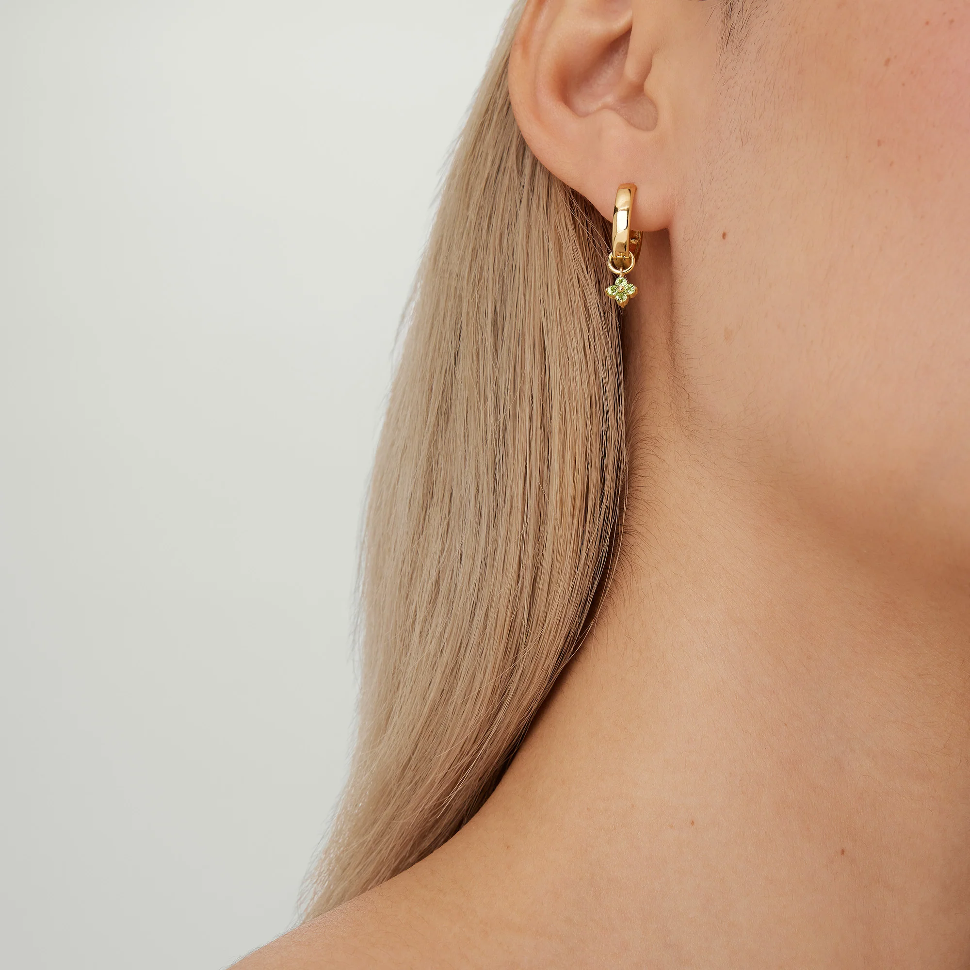 Single Gemstone Cluster Hoop Charm