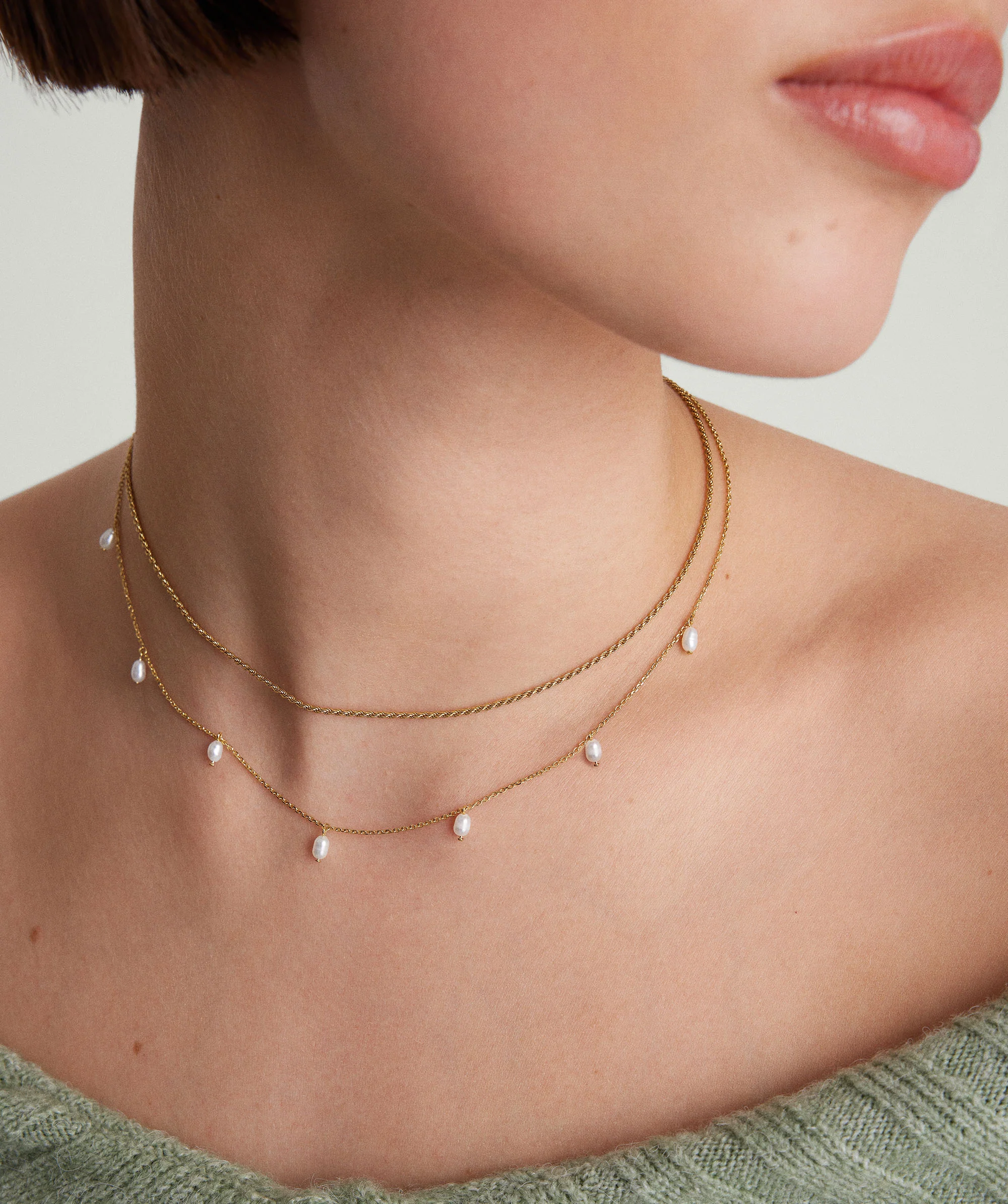 Tiny Pearl Station Necklace