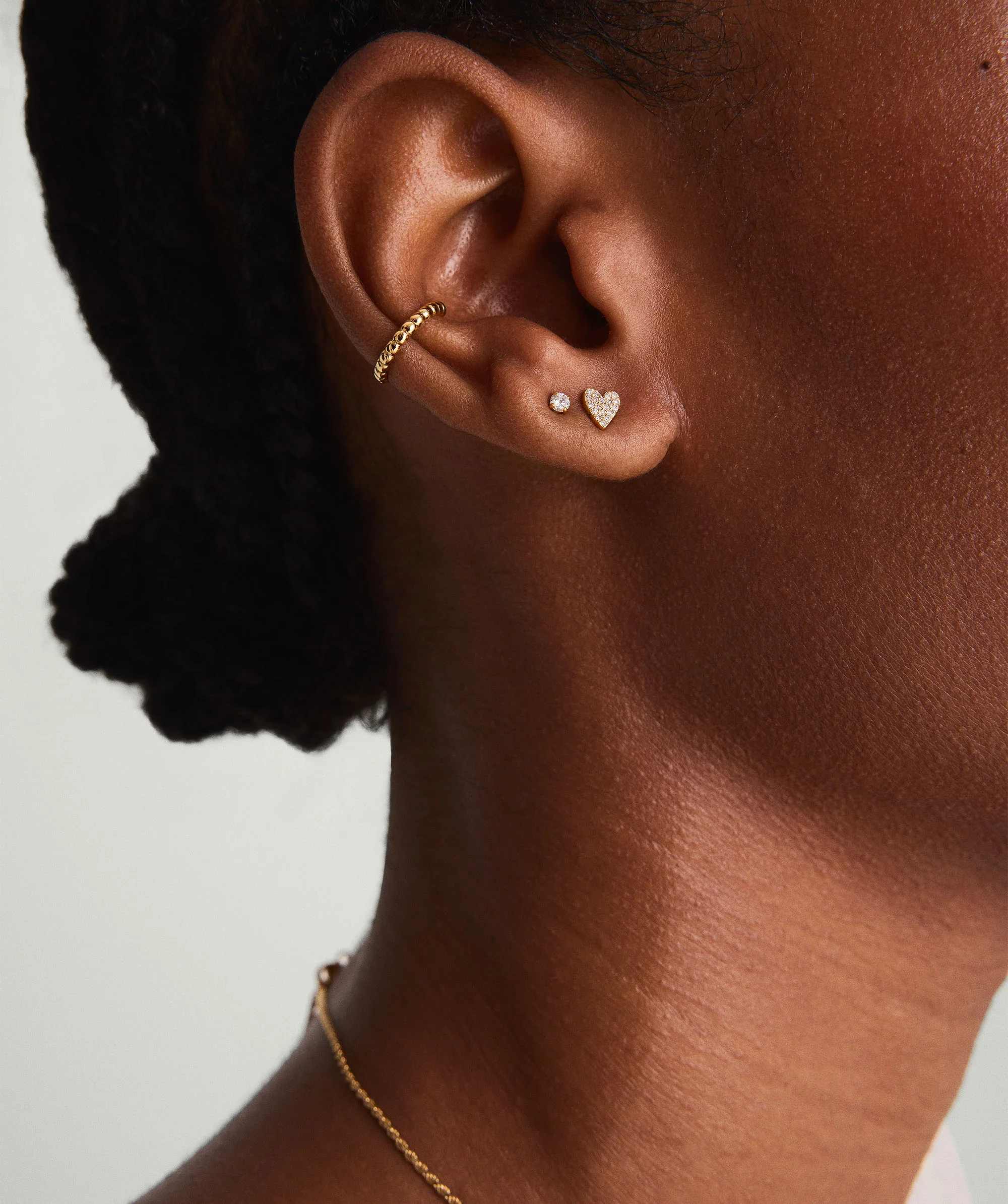 Mini Heart Pavé Diamond Stud Earrings