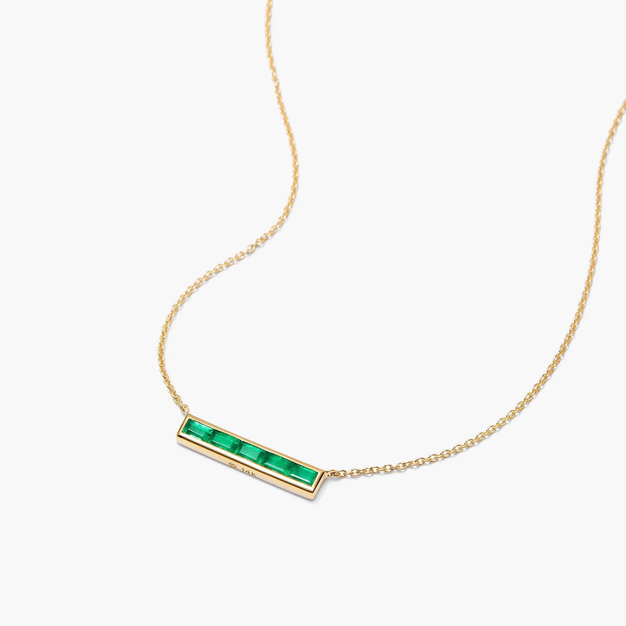 Baguette Emerald Bar Necklace