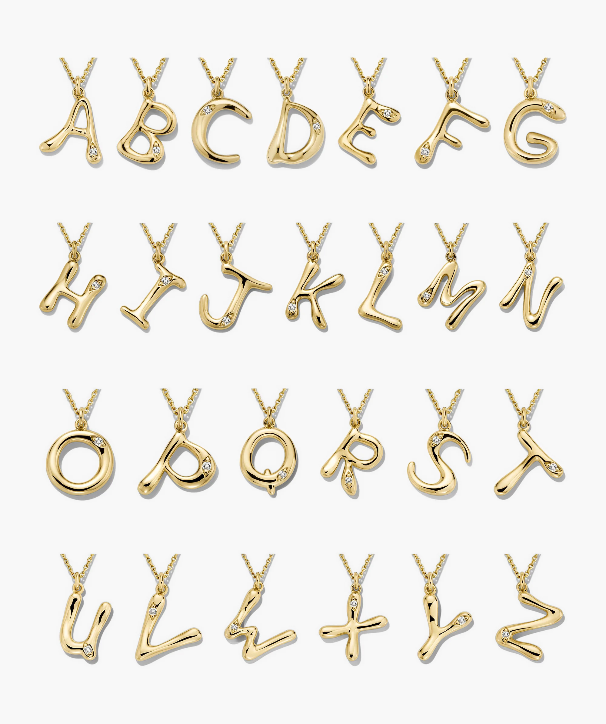 Organic Dôme Liquid Letter Pendant Necklace