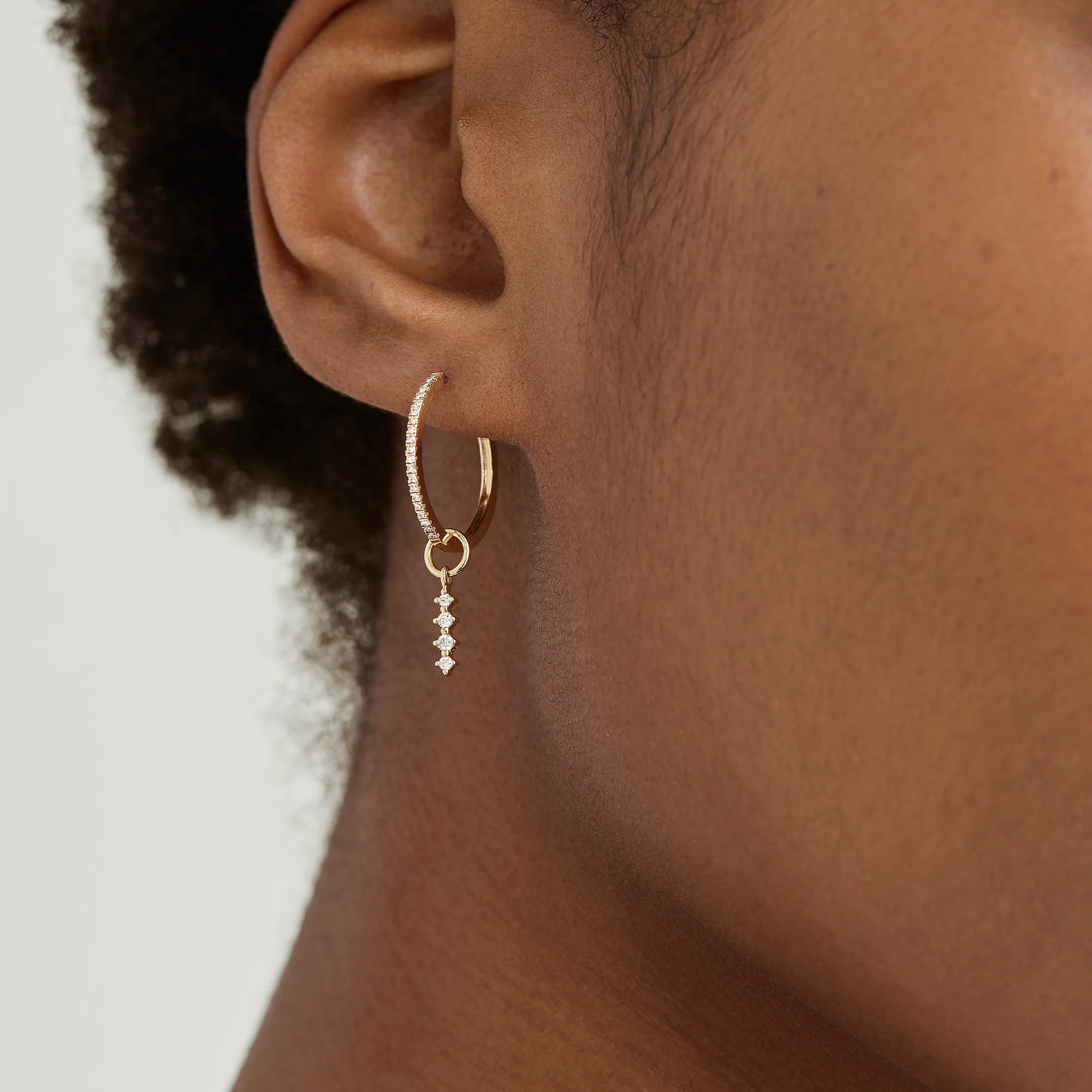 Single Diamond Icicle Hoop Charm