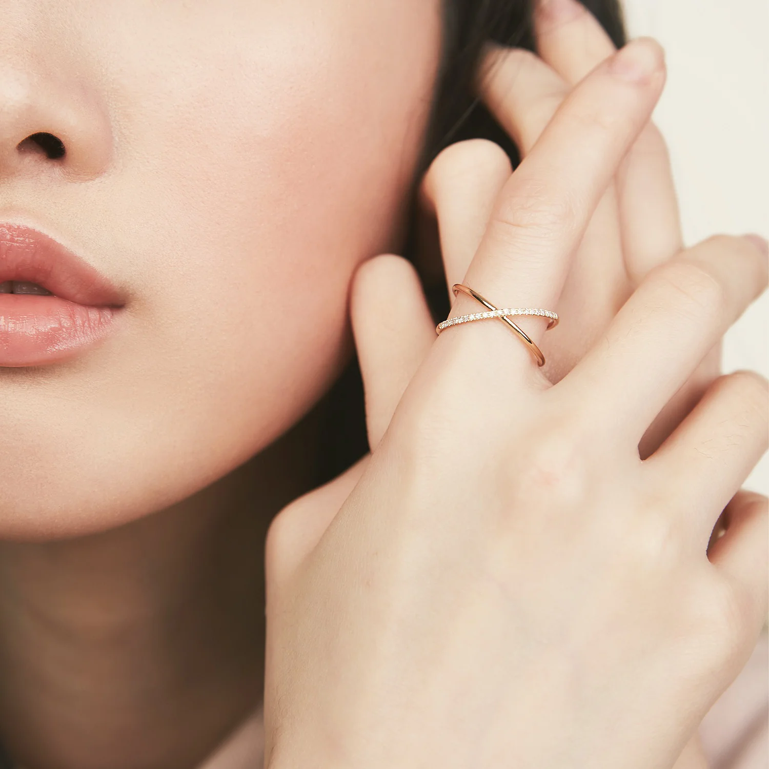 Pavé Diamond X Ring