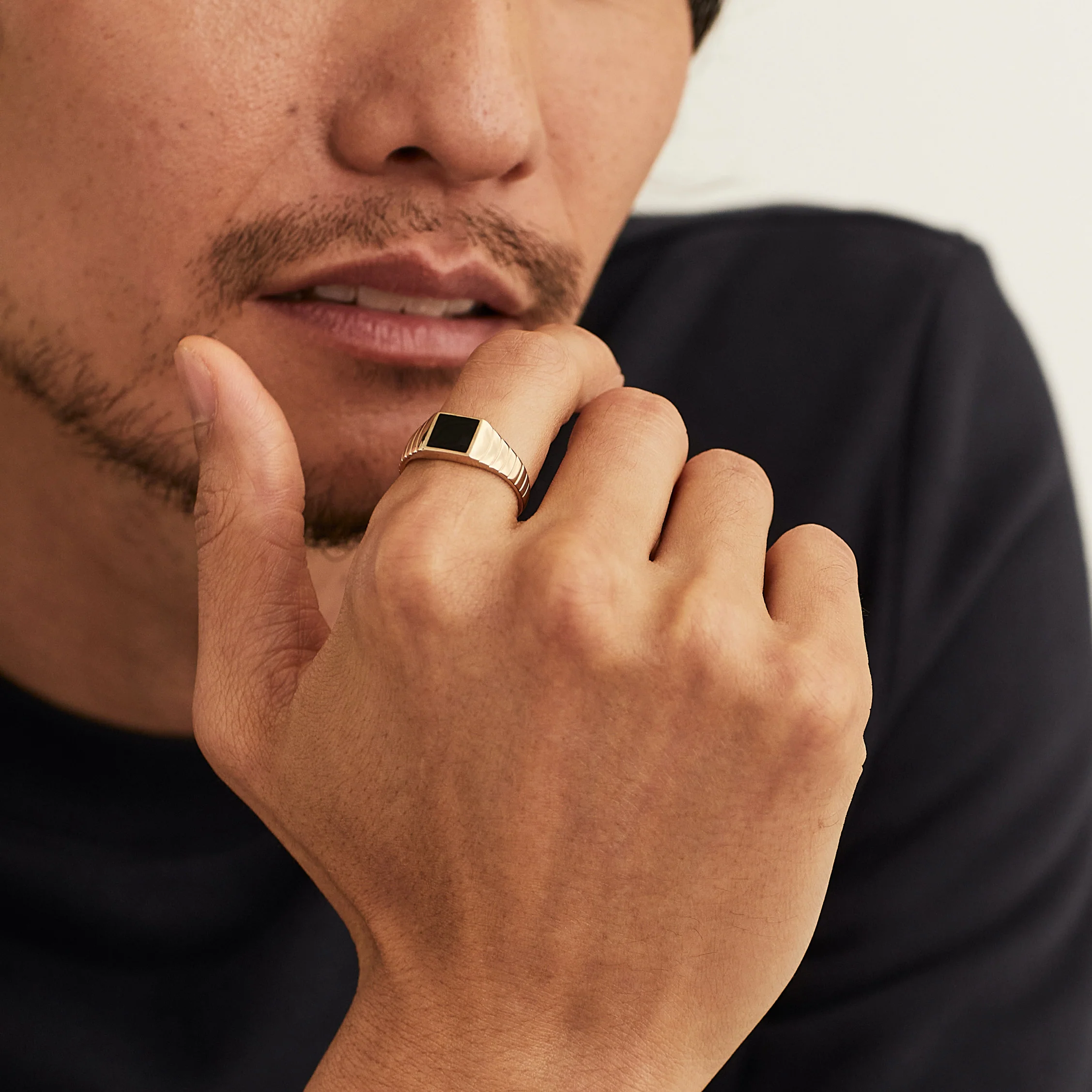 Black Onyx Square Signet Ring