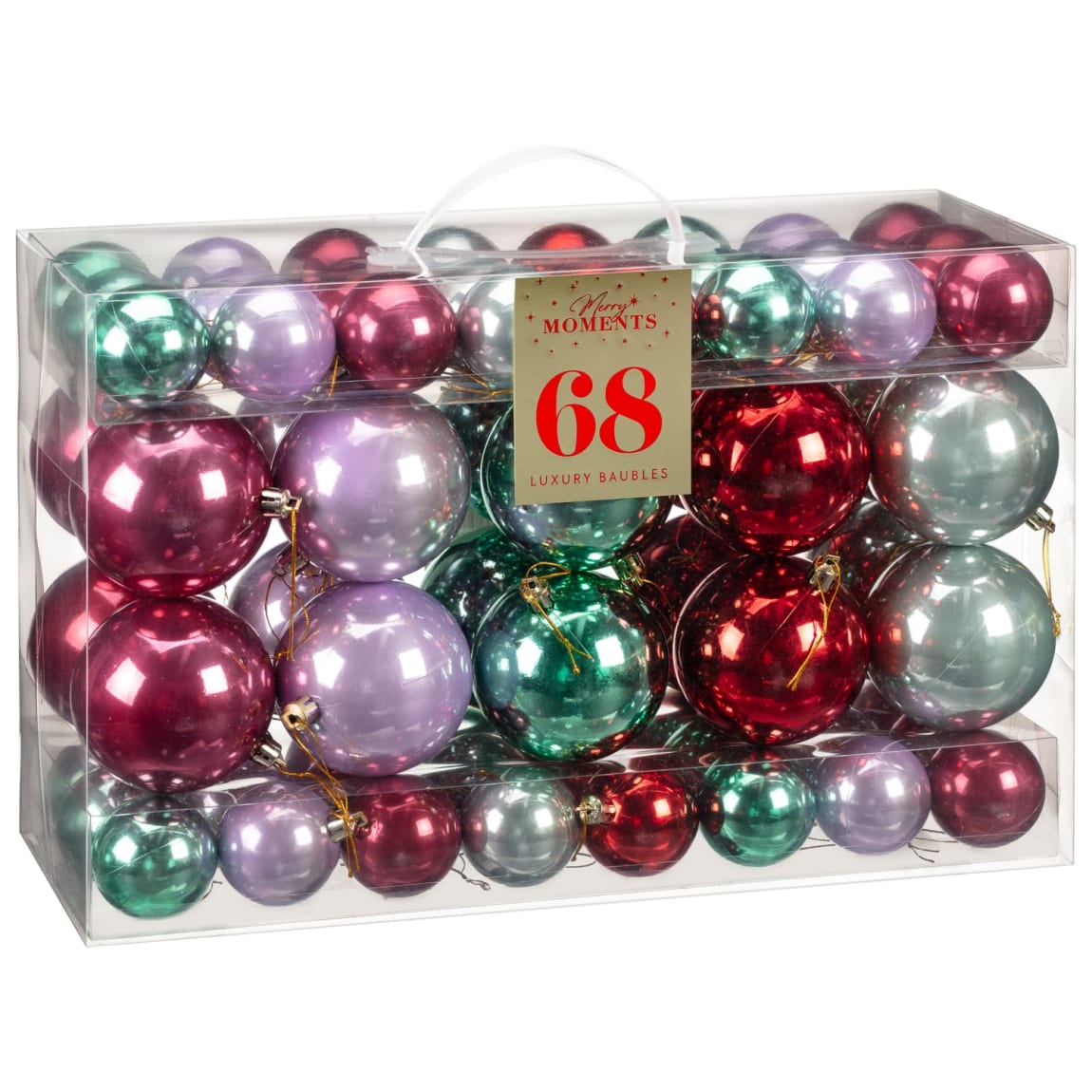 Merry Moments Luxury Baubles 68pk - Brights