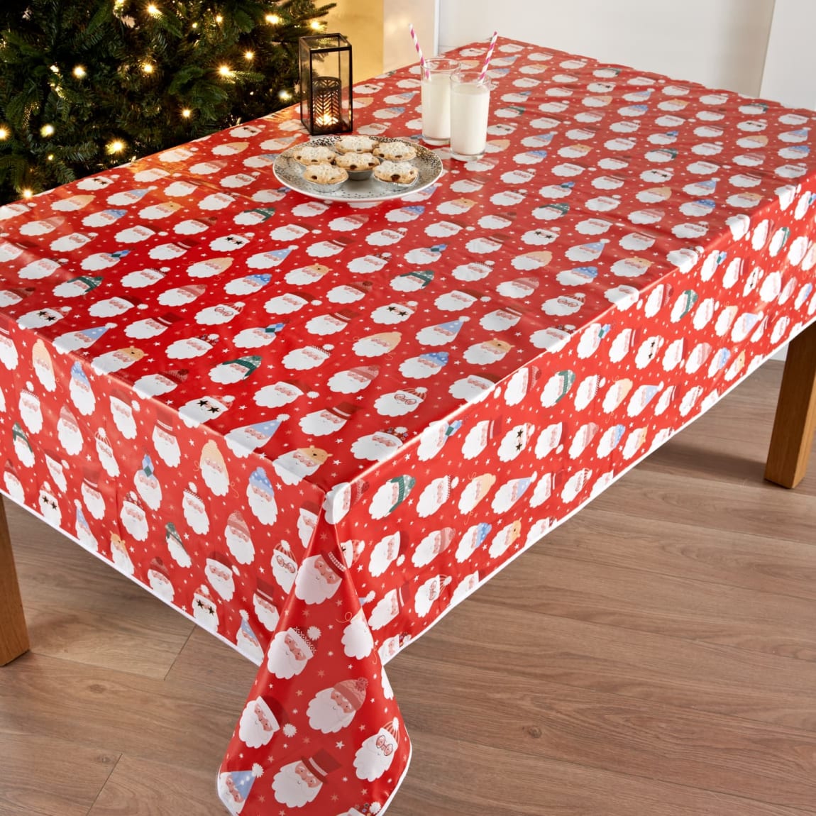 Wipe Clean Christmas Tablecloth - Red Santa