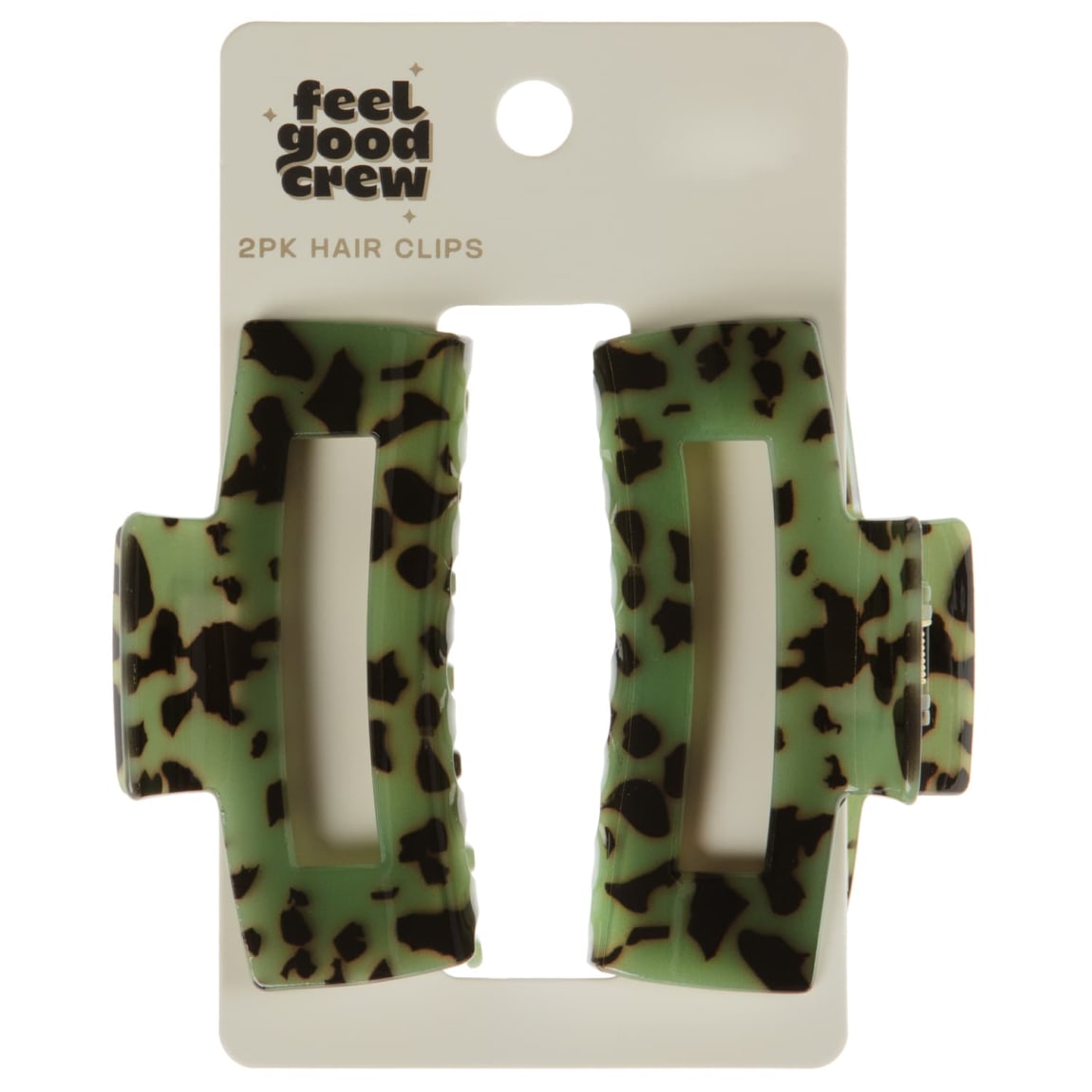 Feel Good Crew Hair Claw Clip 2pk - Green & Black
