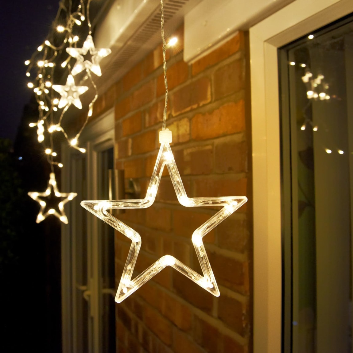 Christmas Hanging Star Lights 150pk - Warm White