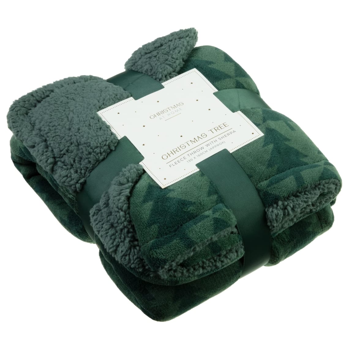 Christmas at Home Fleece Throw with Sherpa - Christmas Tree