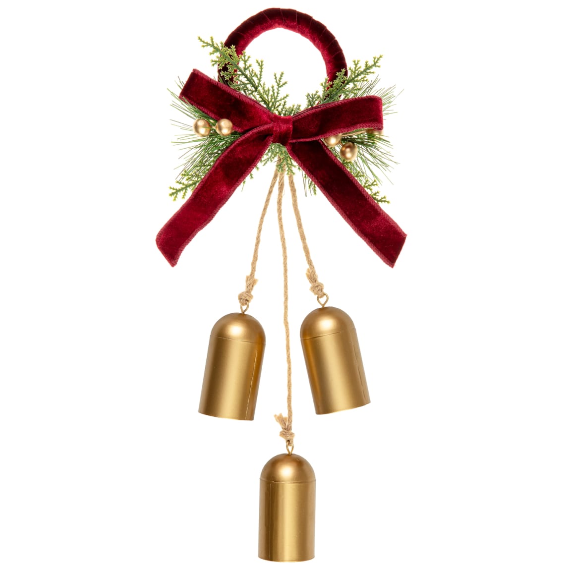 Hanging Gold Bells with Bow Ornament