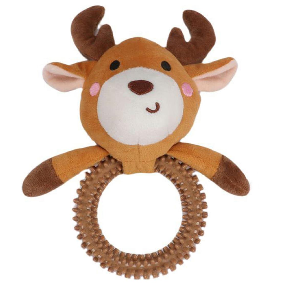 Christmas Spikey Ring Puppy Toy - Reindeer