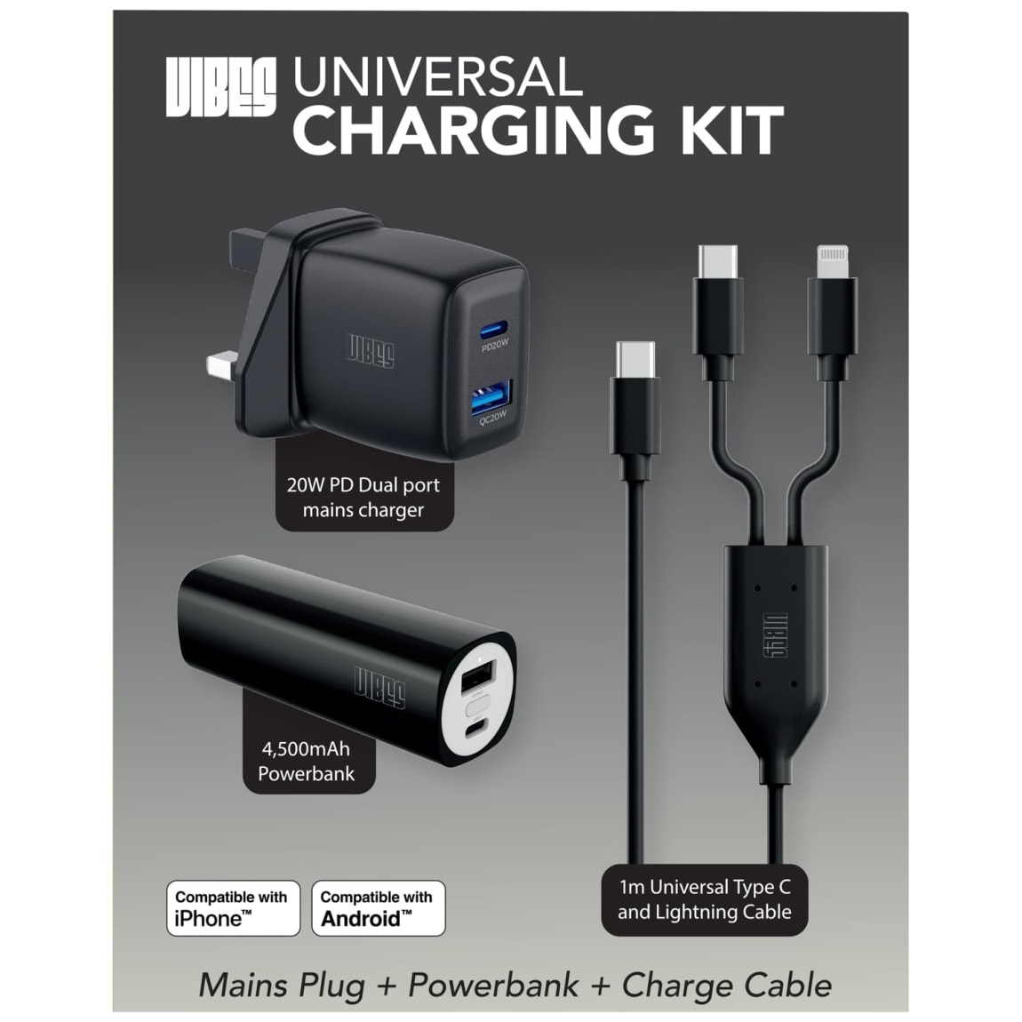 Vibes Universal Charging Kit - Black