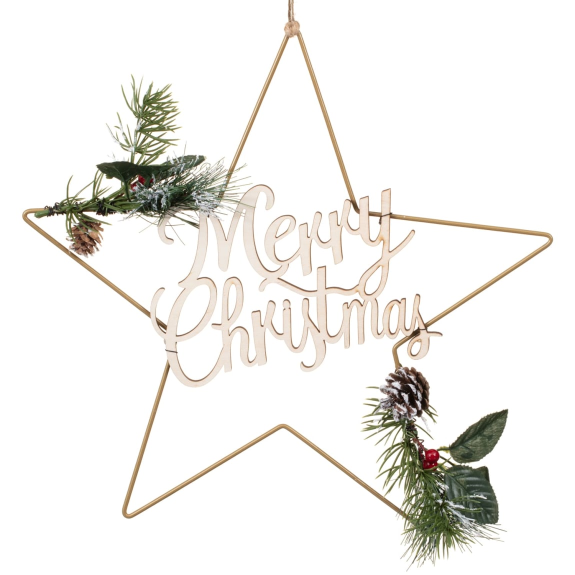 Christmas Gold Glitter Hanging Merry Christmas Star