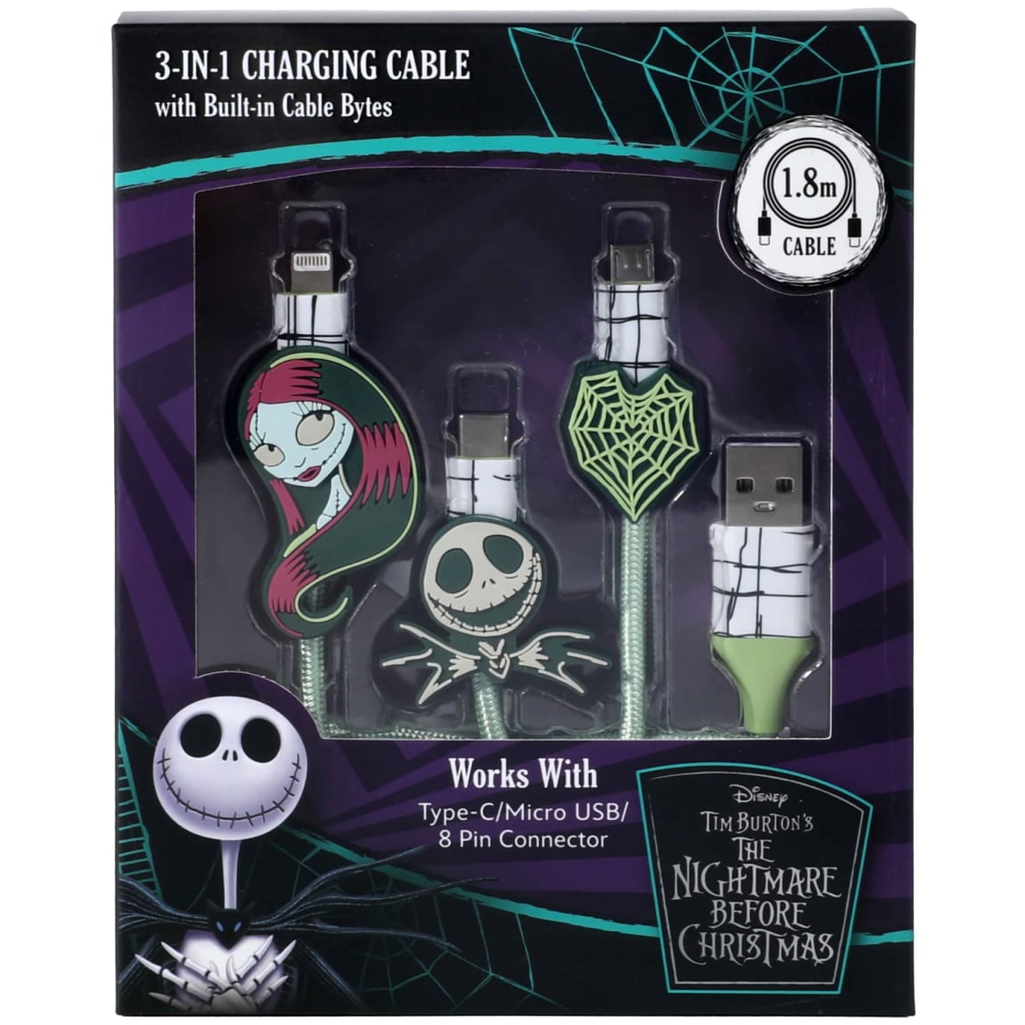 The Nightmare Before Christmas 3-in-1 Charging Cable - Jack & Sally