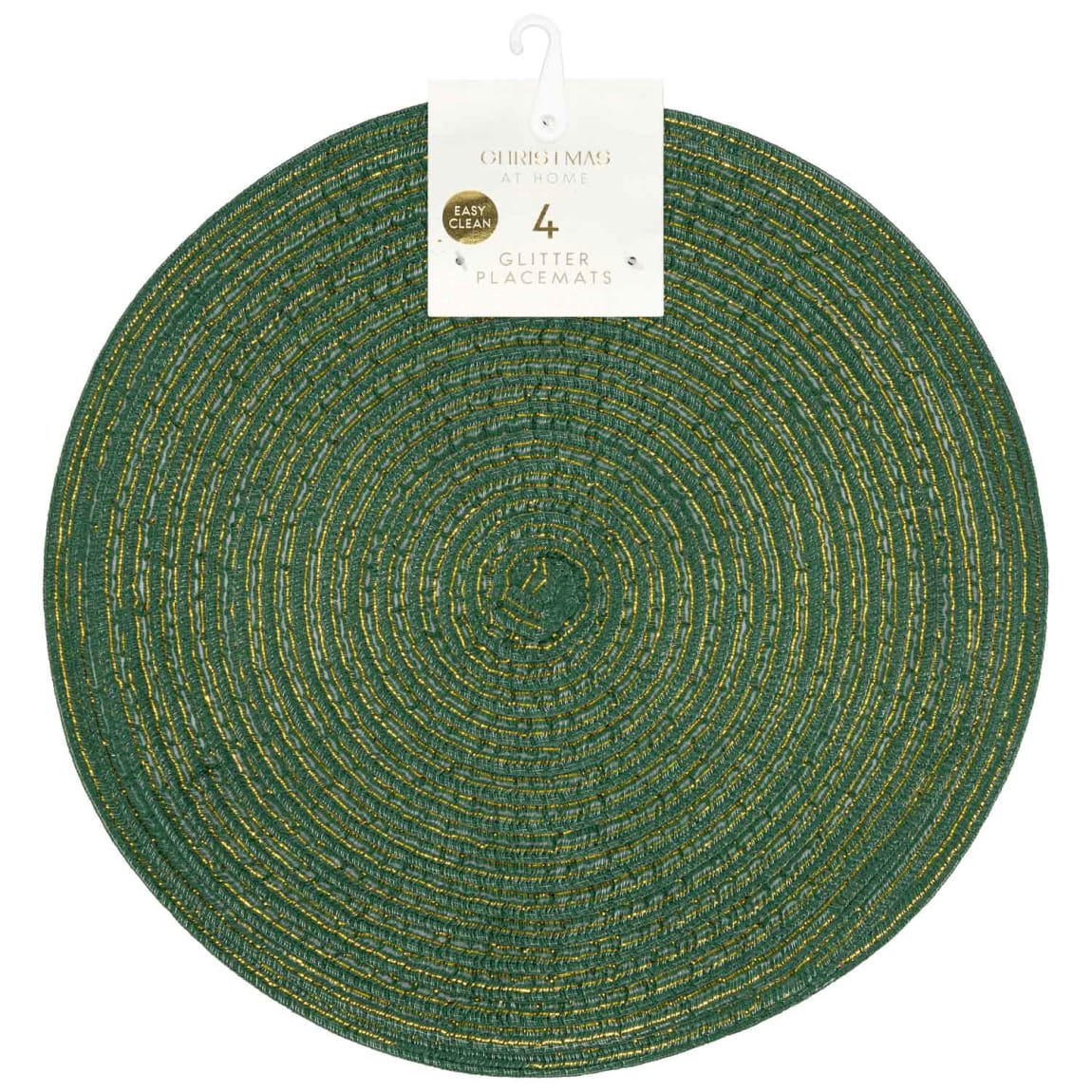 Christmas at Home Glitter Placemats 4pk - Green
