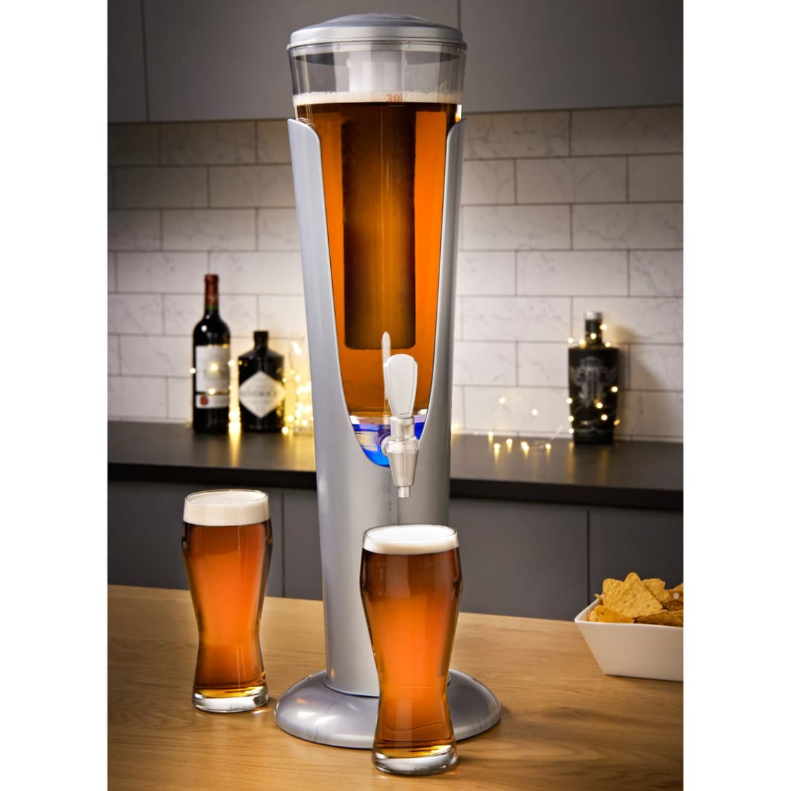 Big Chill Light Up Tower Beer Dispenser - Silver