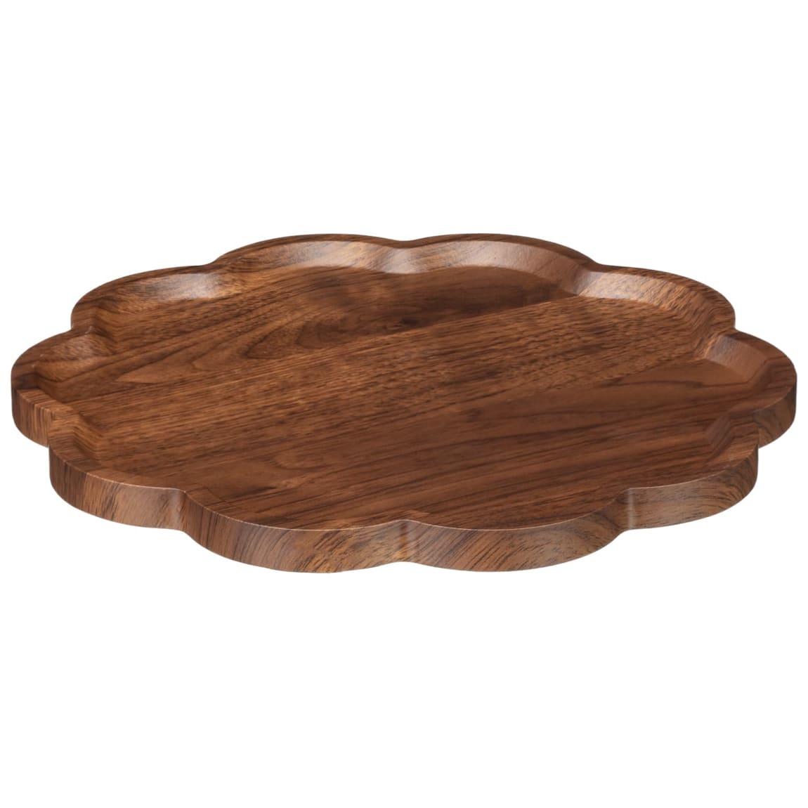 Warm Earth Wooden Scalloped Edge Tray