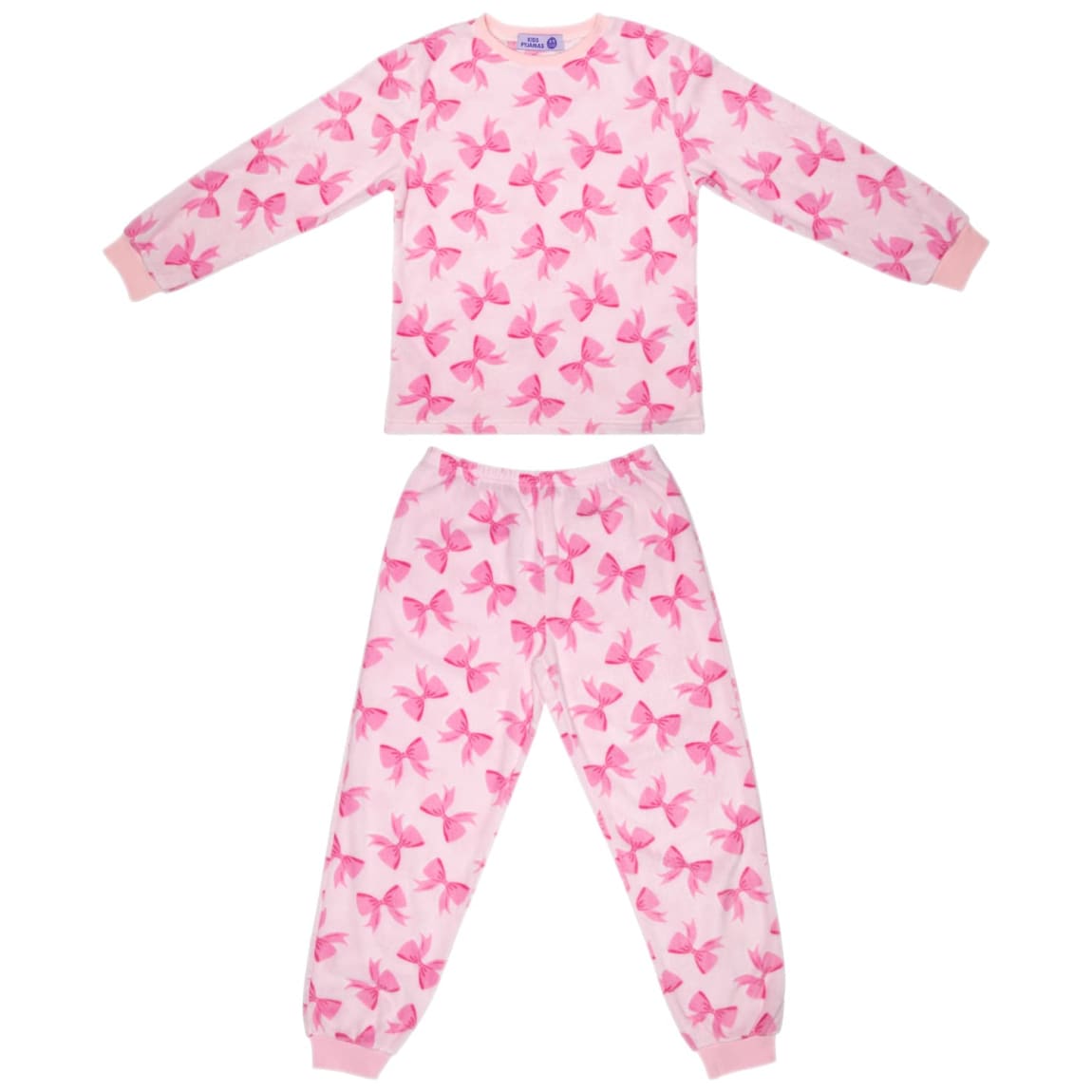 Kids Printed Fleece Pyjamas Ages 8-13 years - Pink Bow
