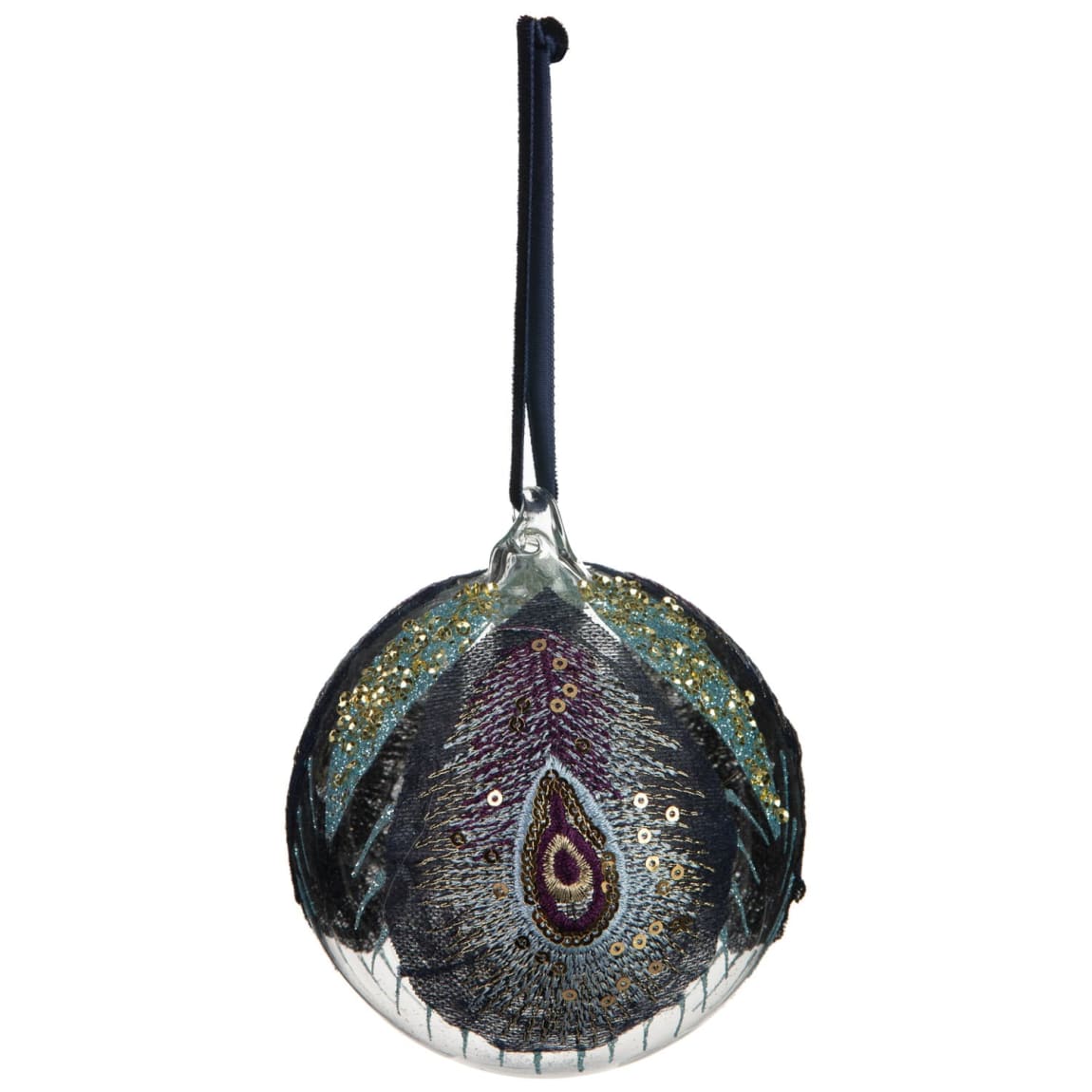 Midnight Peacock Glass Bauble