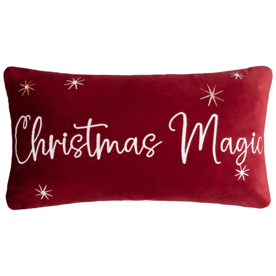 Christmas Magic Slogan Red Velvet Cushion