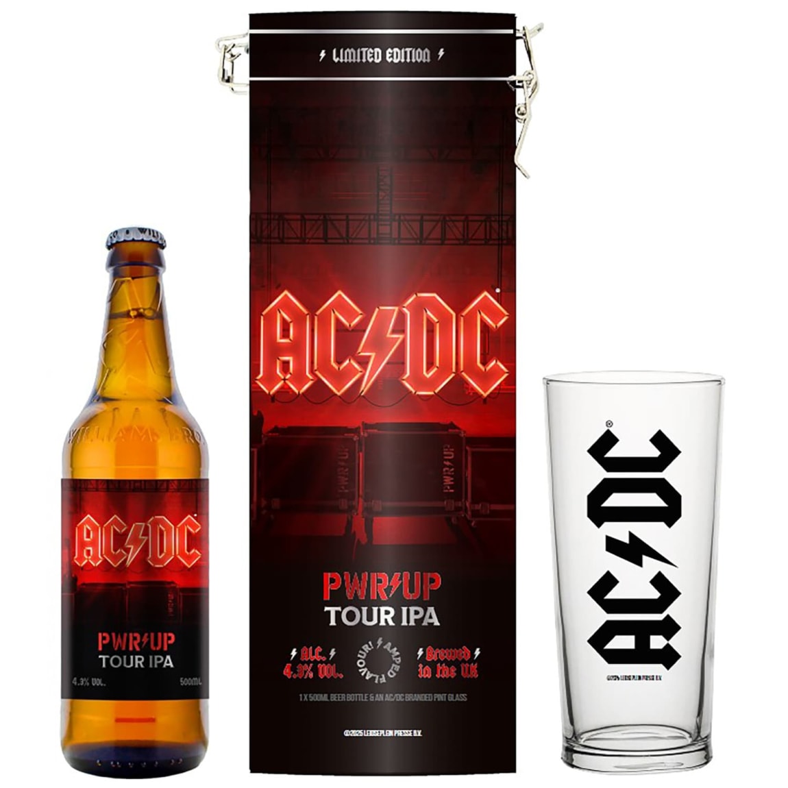 AC/DC Power Up Tour Tin with Beer & Glass Gift Set