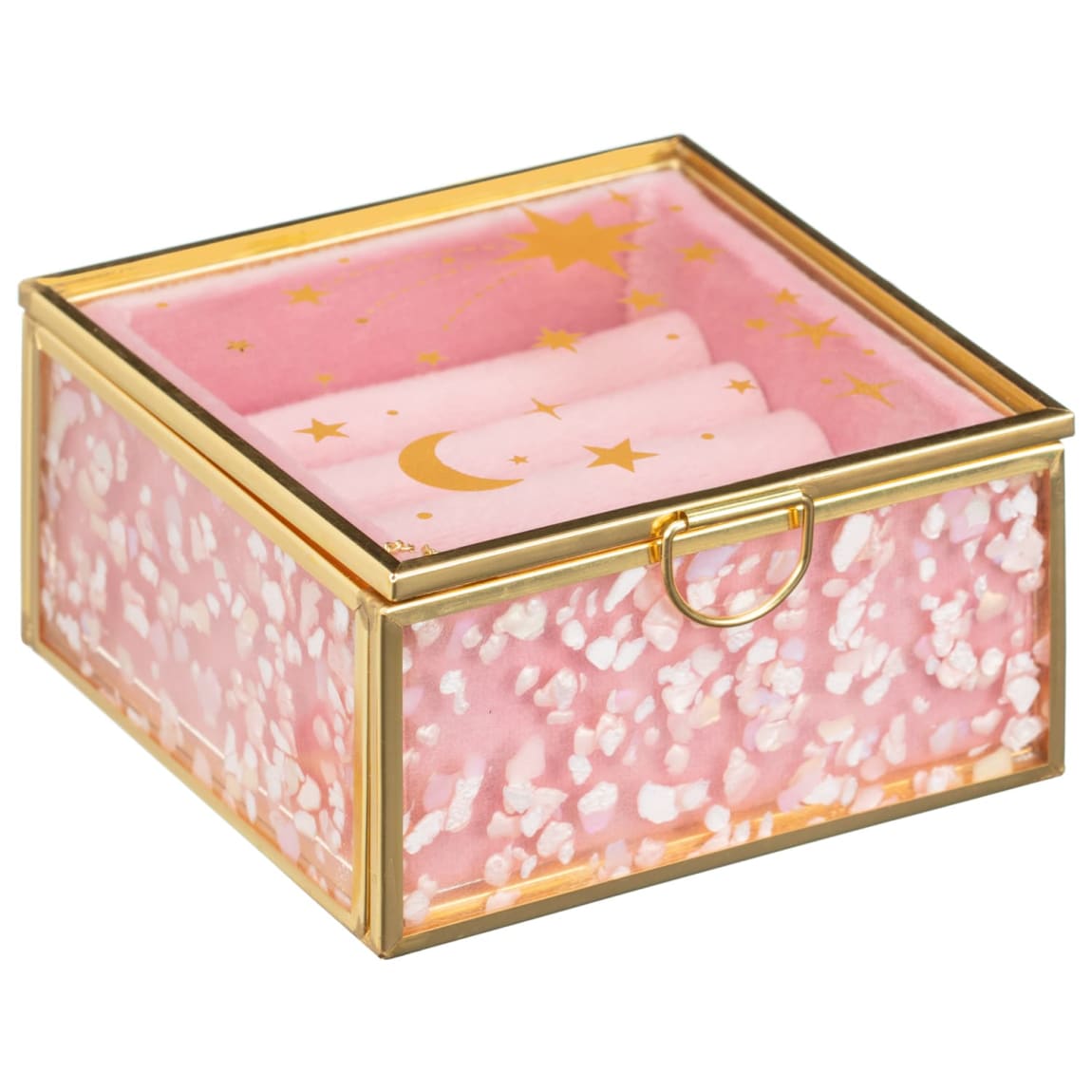 Glass Celestial Jewellery Box - Pink