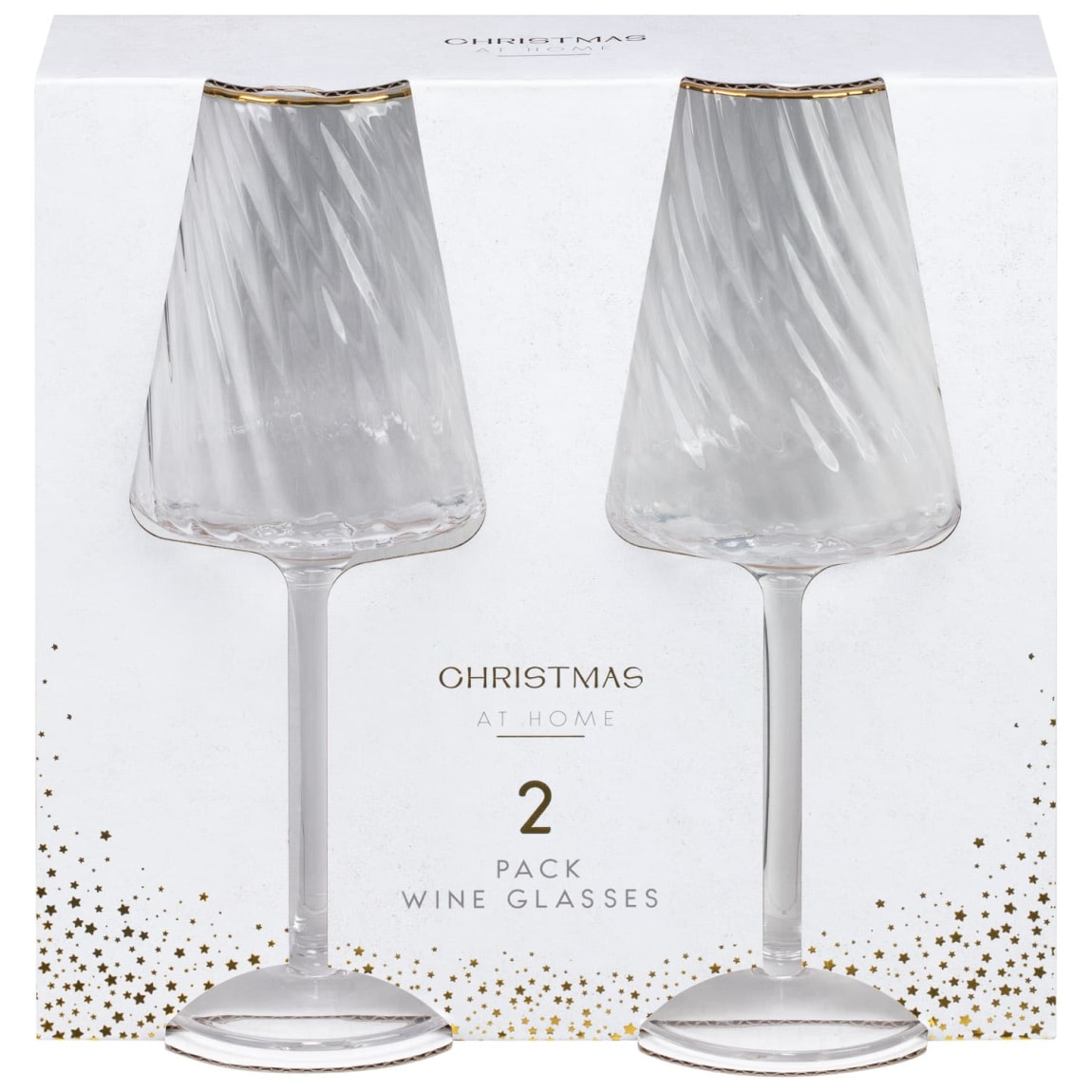 Christmas at Home Gold Rim Wine Glasses 2pk