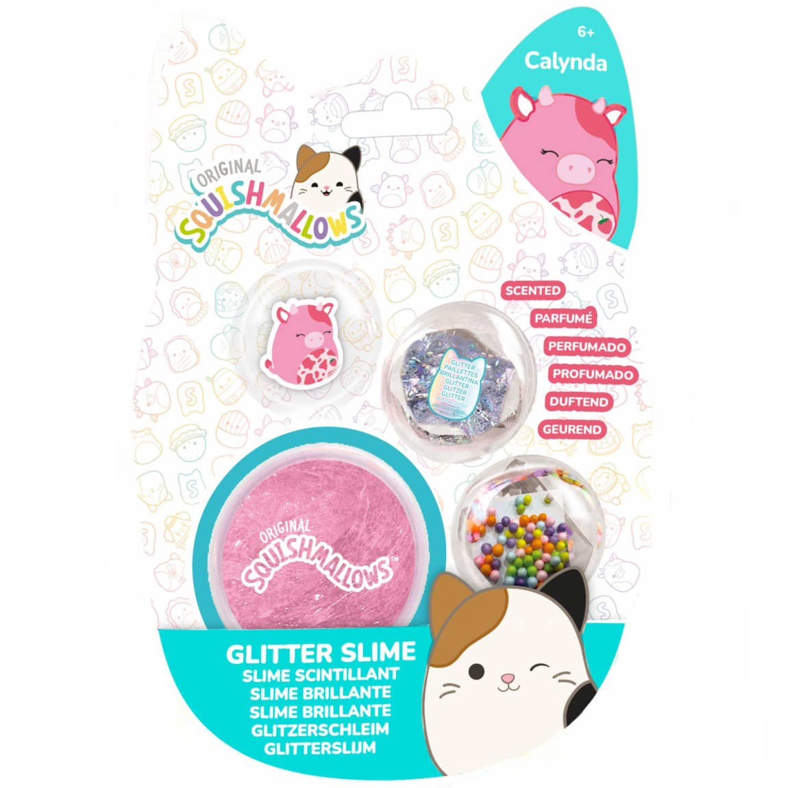 Squishmallows Glitter Slime Mix Ins 4pcs - Calynda the Cow
