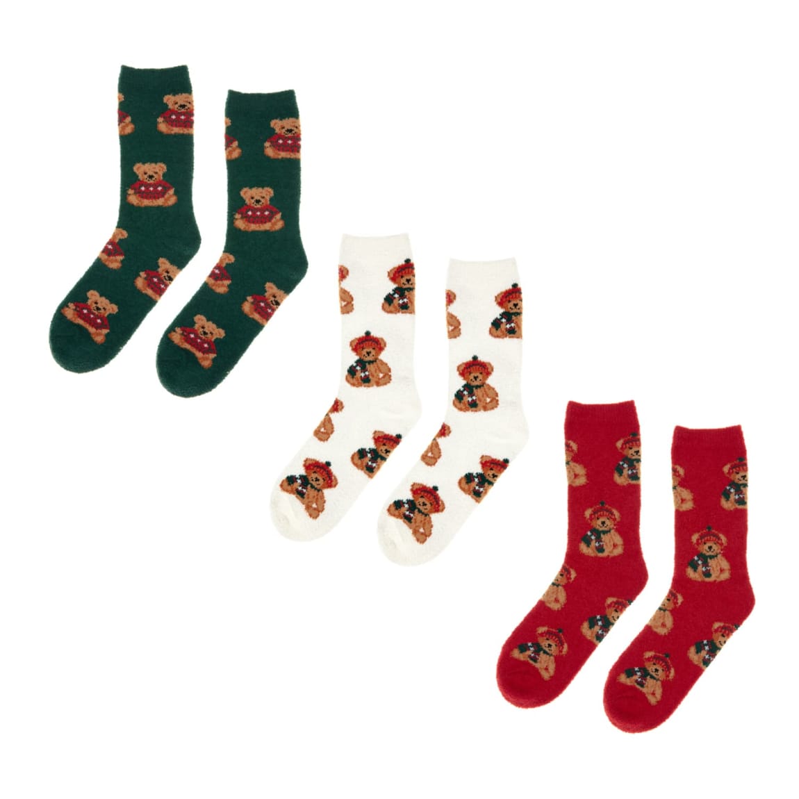 Ladies Teddy Bear Cosy Socks 3pk