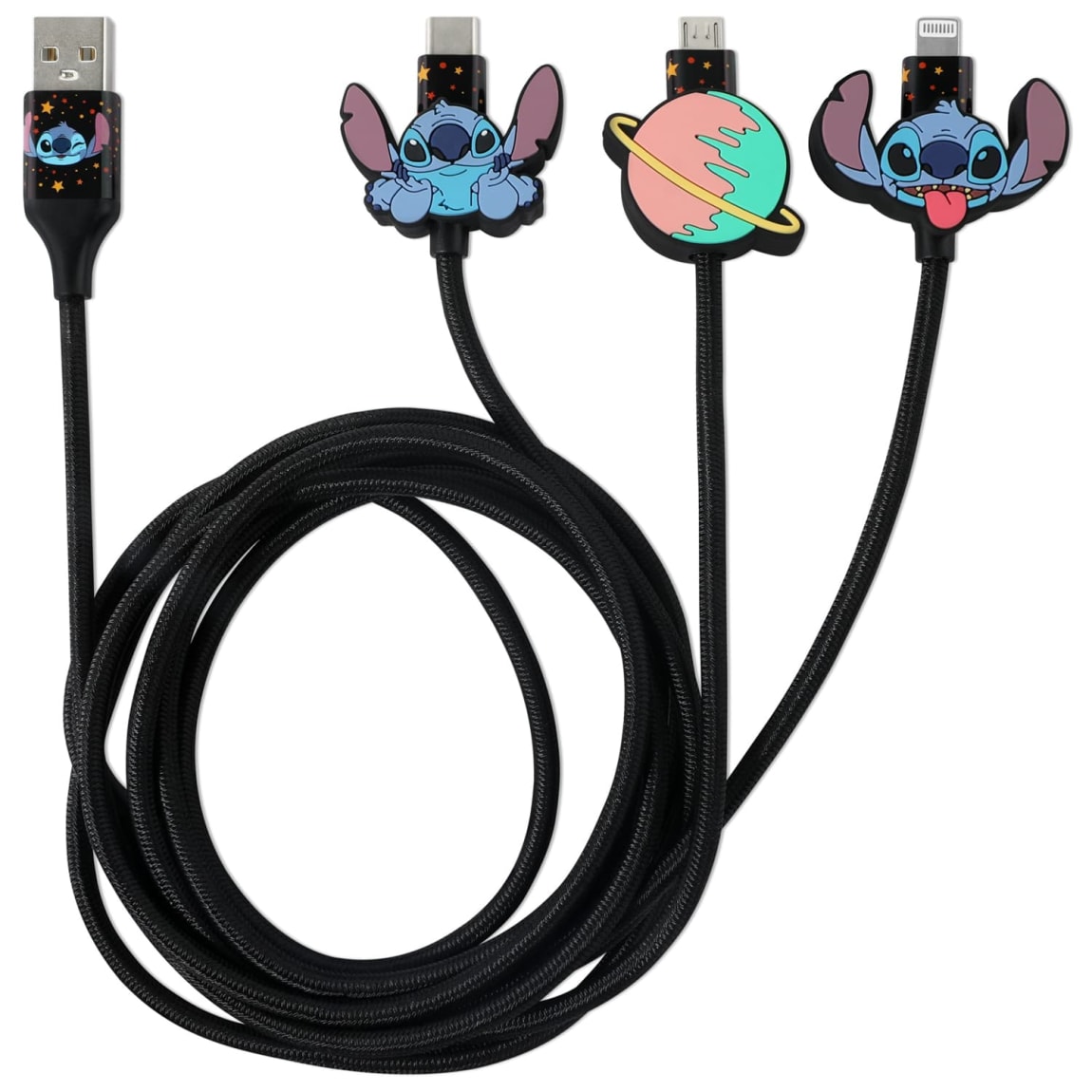 Disney Stitch 3-in-1 Charging Cable - Black