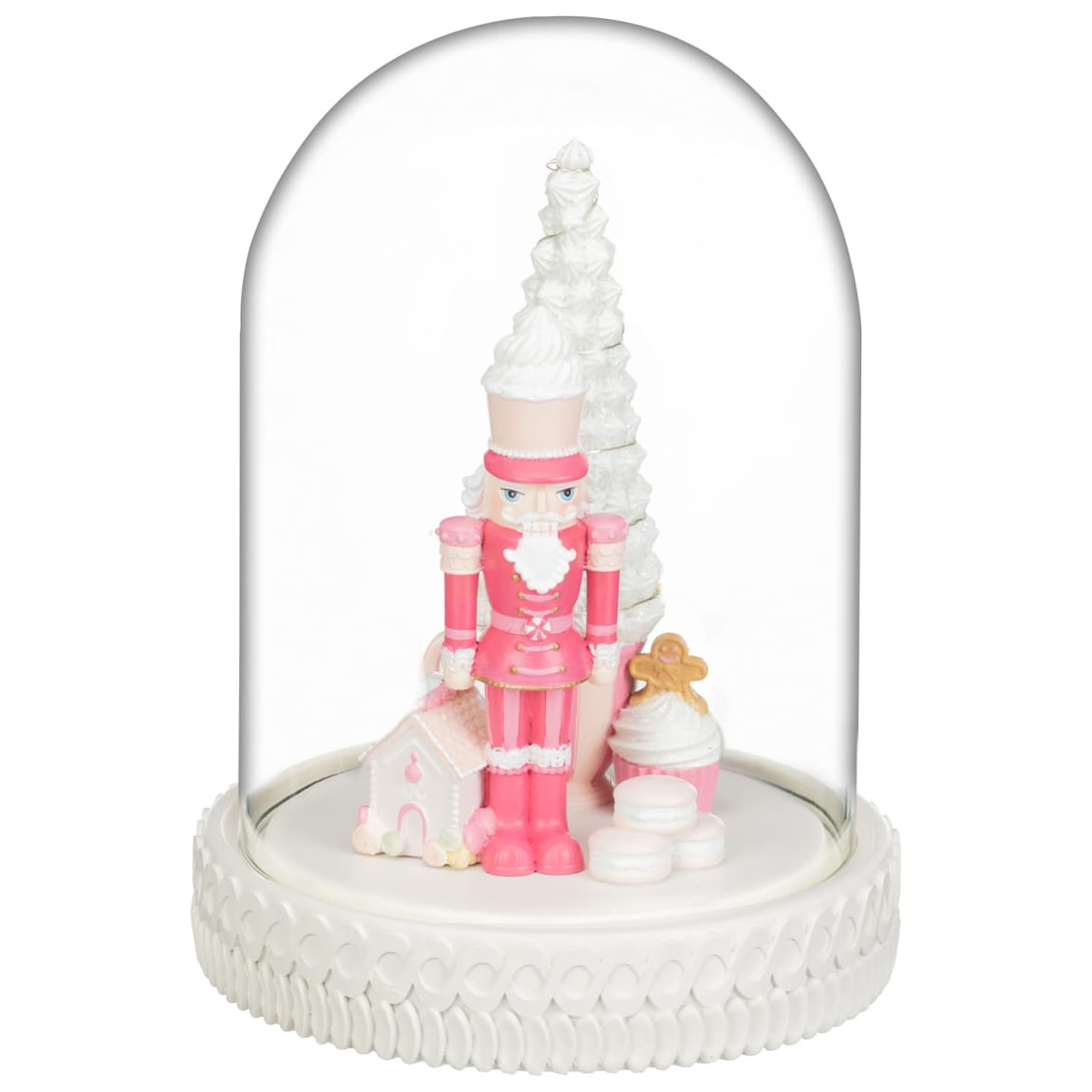 Resin Nutcracker with Glass Cloche 23cm