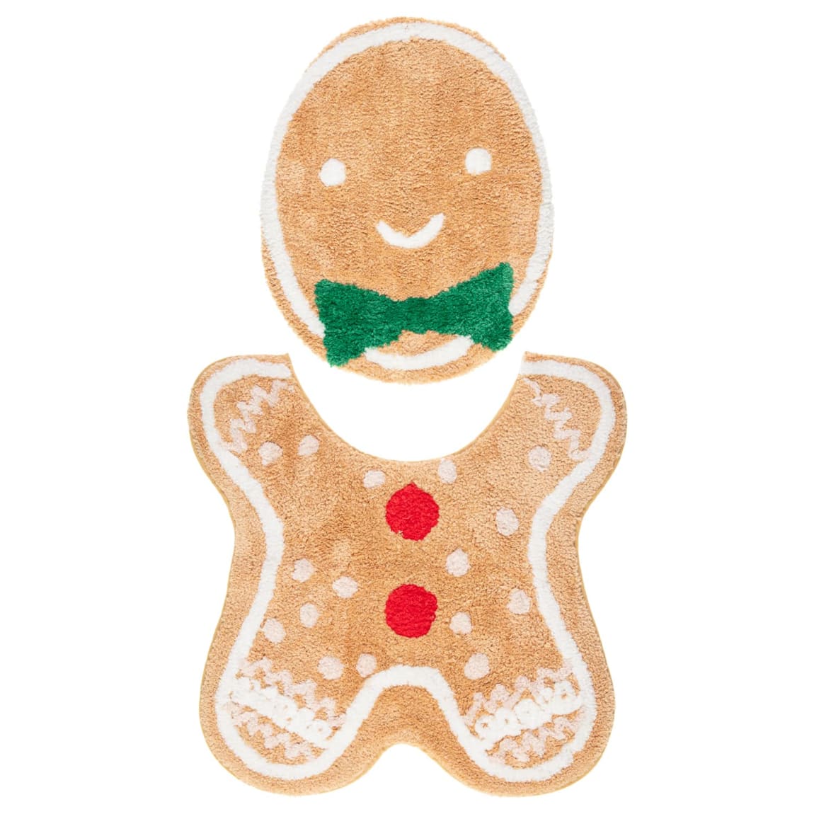 Christmas Pedestal Mat & Toilet Seat Cover Set - Gingerbread Man
