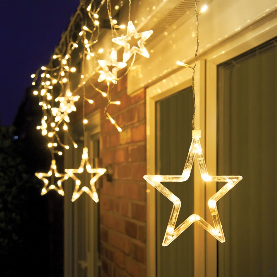 Christmas Hanging Star Lights 150pk - Warm White