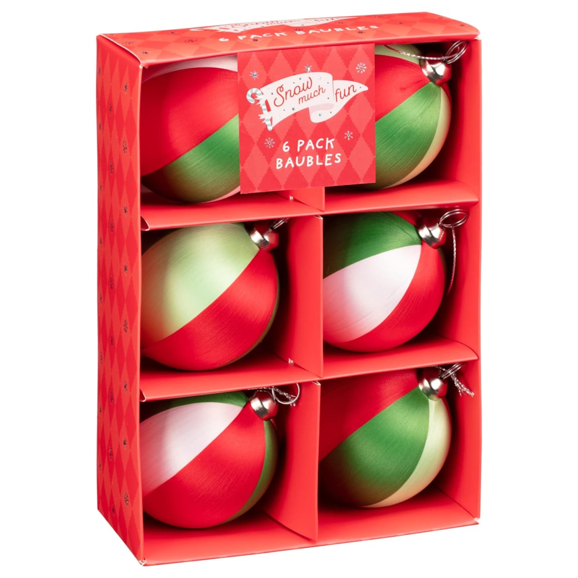 Snow Much Fun Stripe Yarn Baubles 6pk