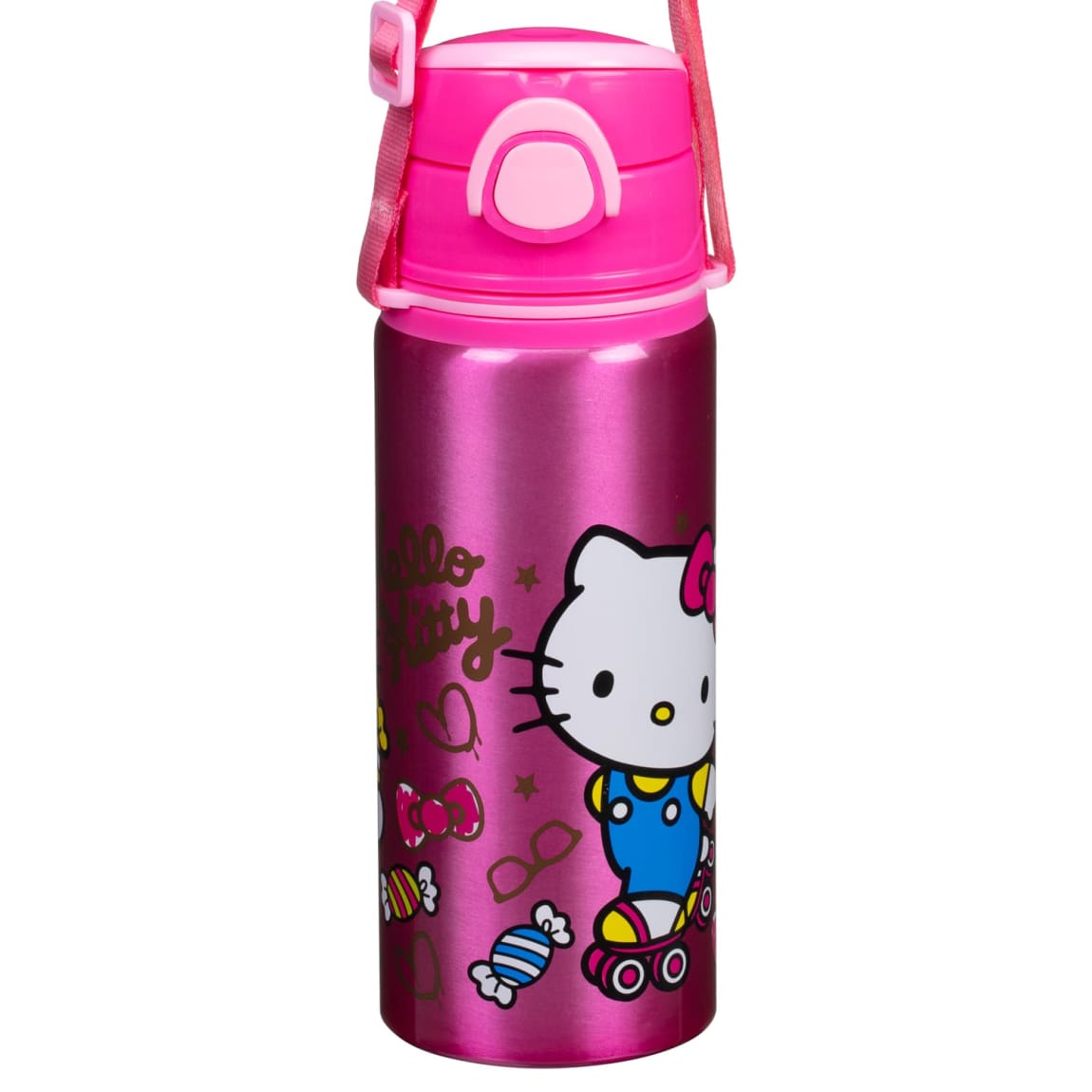Hello Kitty Aluminium Bottle with Strap - Pink