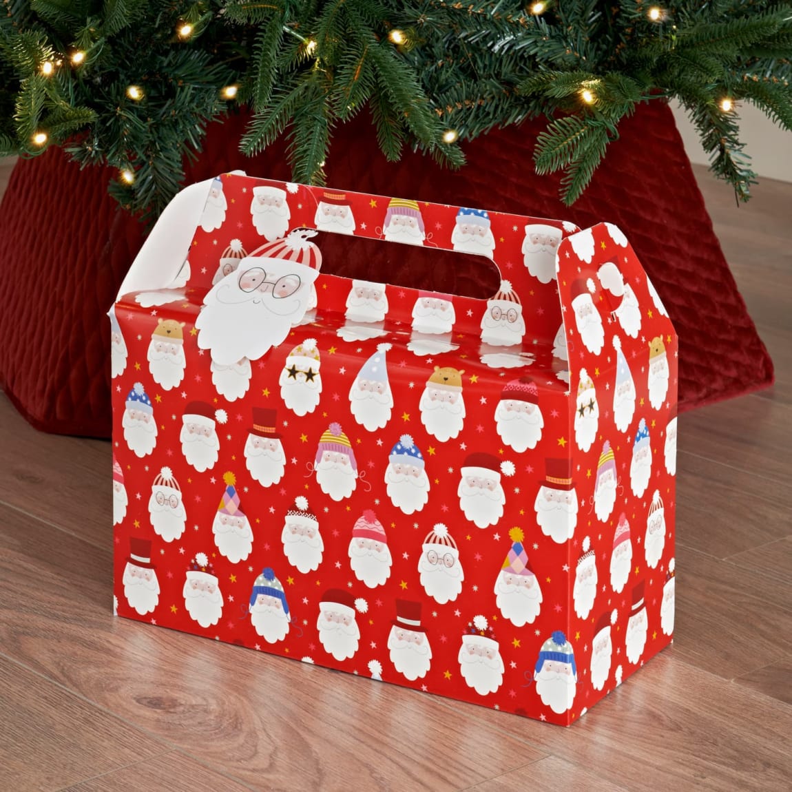 Folding Christmas Gift Box 2pk - Red Santa
