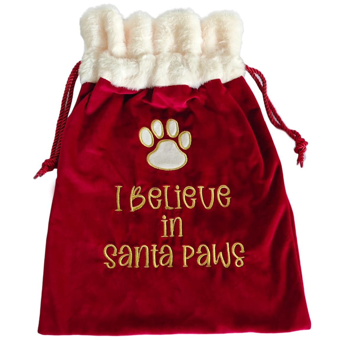 Winter Paws Pet Christmas Present Sack - Red