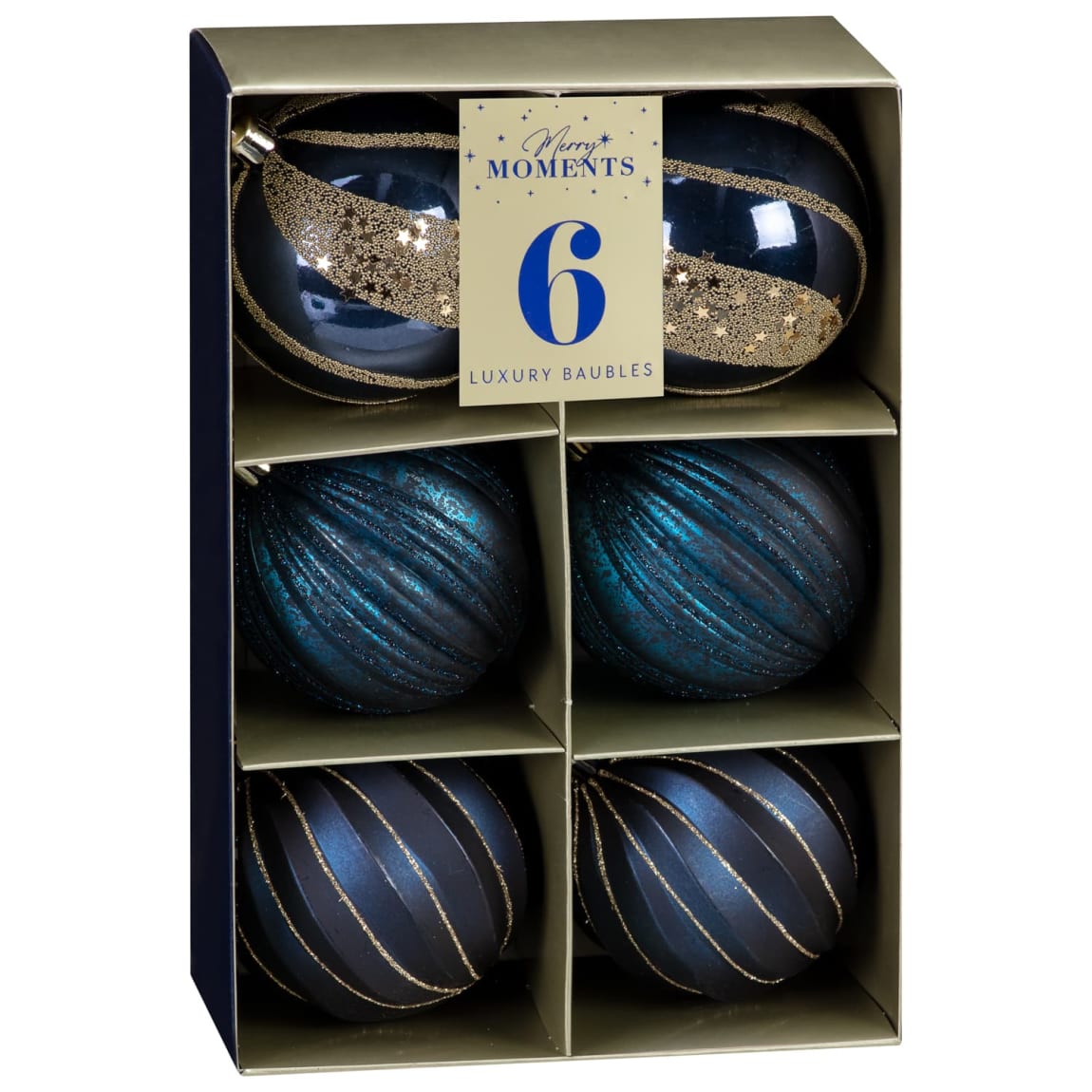 Midnight Luxury Navy Baubles 6pk - Shimmer