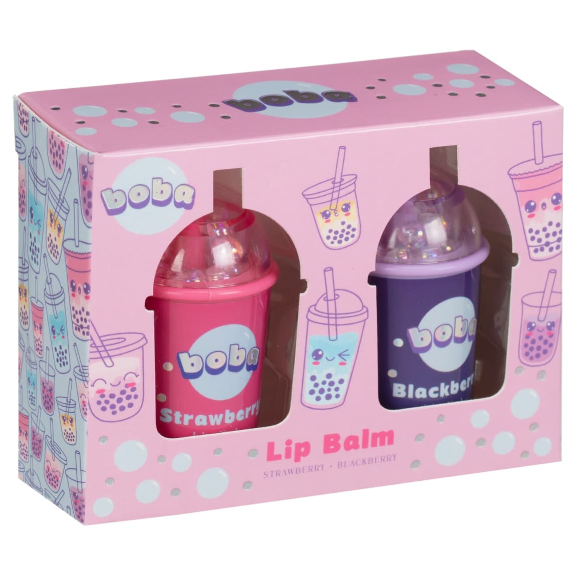 Boba Lip Balm Set 2pcs - Strawberry & Blackberry