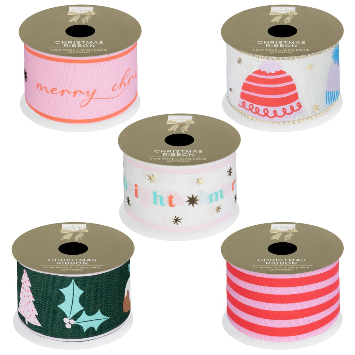 All Wrapped Up Christmas Ribbon 2.7m - Assorted