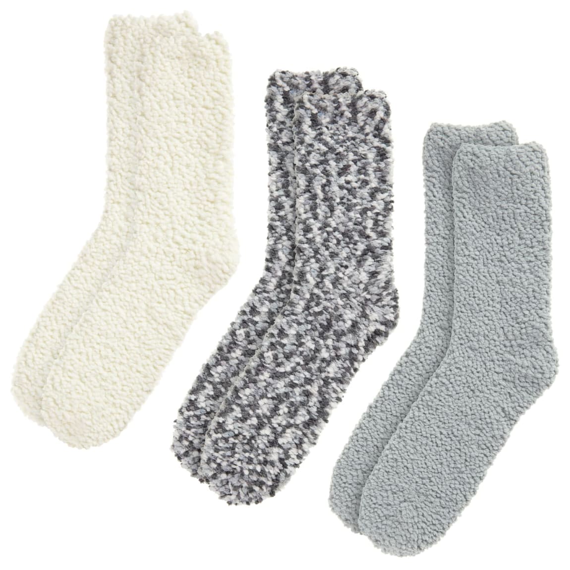 Ladies Popcorn Socks 3pk - Grey