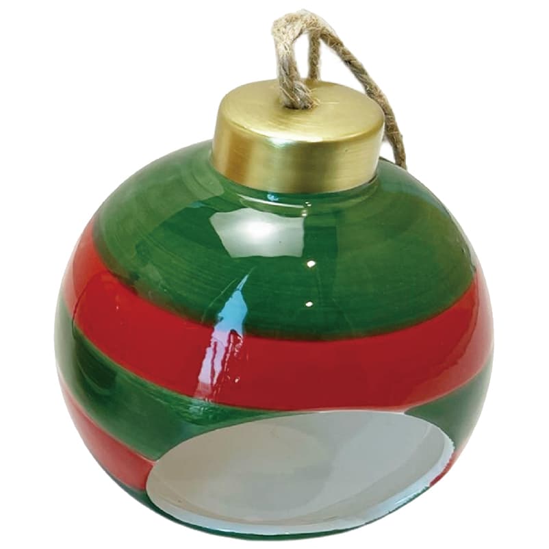 Wilde & Oakes Ceramic Bauble Bird Feeder - Red & Green